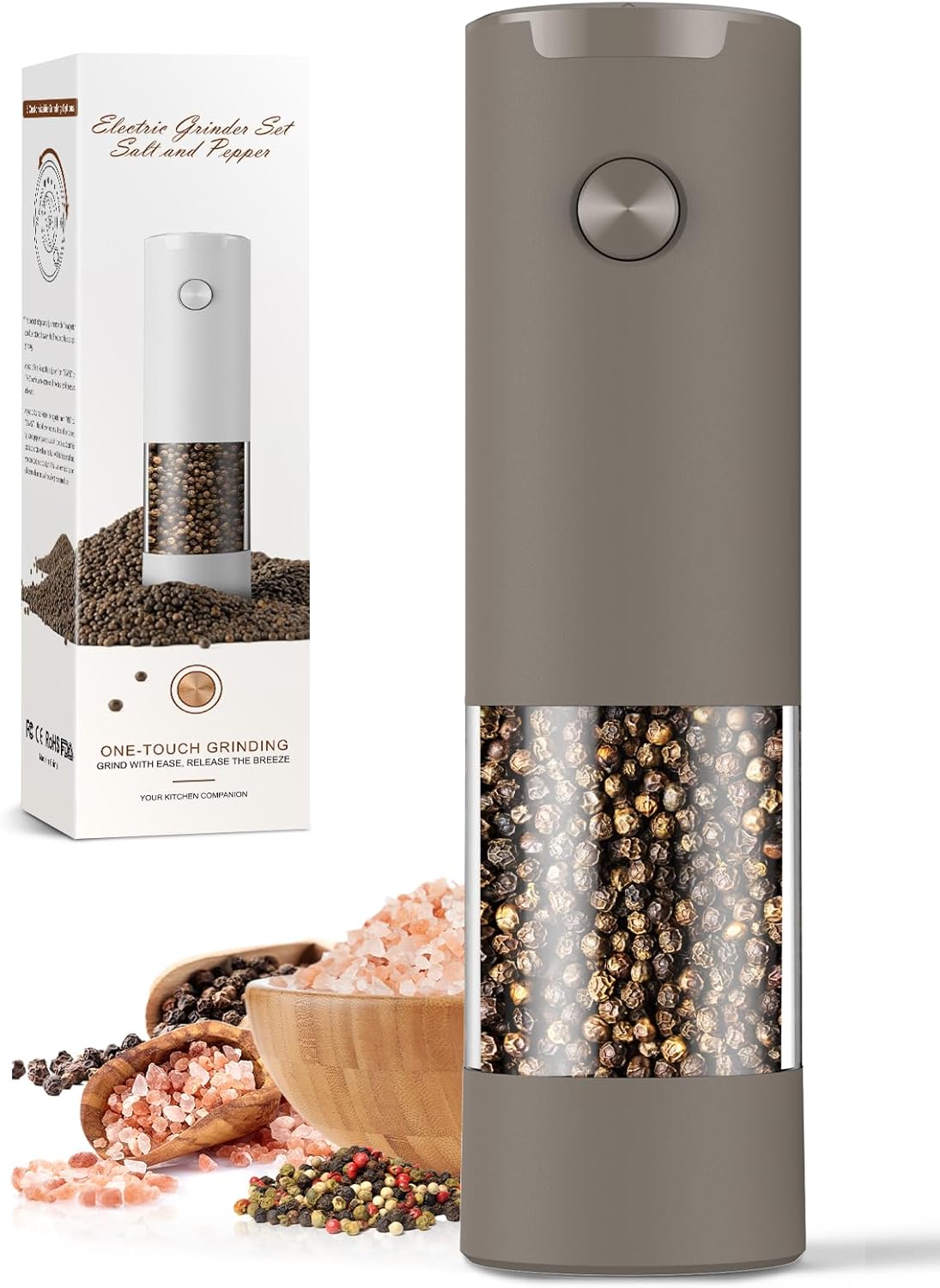 Electric Salt and Pepper Grinder Set Automatic Battery Pepper Mill Shakers Adjustable Coarseness Upgraded Larger Capacity with Led Home and Kitchen Appliances Christmas Gifts for Women