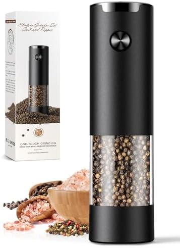 Electric Salt and Pepper Grinder Set Automatic Battery Pepper Mill Shakers Adjustable Coarseness Upgraded Larger Capacity with Led Home and Kitchen Appliances Christmas Gifts for Women