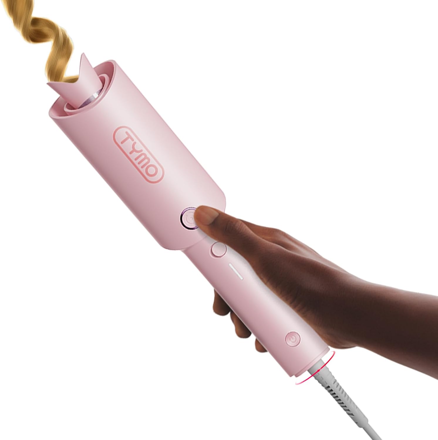 TYMO Automatic Rotating Curling Iron - TYMO CURLPRO Beach Waves Curling Wand, Portable Hair Curler, 500 Million Ionic, Dual Voltage & Lightweight for Travel, Ceramic Coating, 1 Inch, Metallic Gray