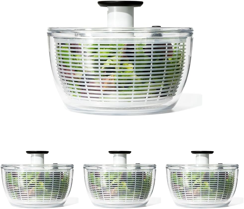 OXO Good Grips Salad Spinner | Lettuce Spinner | Fruit Washer | Fruit Washing Bowl with Strainer | Vegetable Cleaner | Salad Cleaner | Lettuce Washer | 6.22 Quart Capacity
