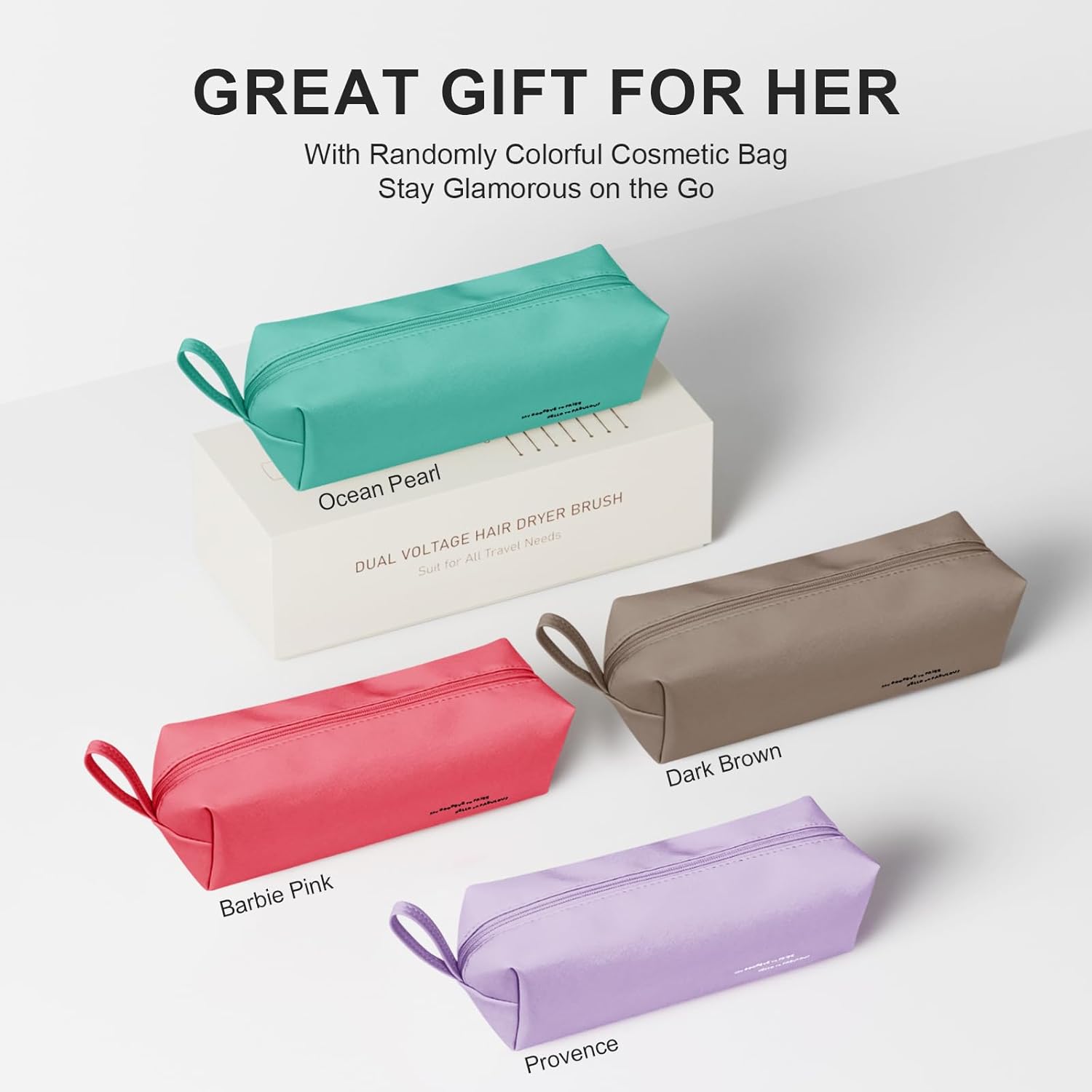 4-in-1 Travel Dual Voltage Hair Dryer Brush Blow Dryer Brush,Portable 2 inch Mini Hot Air Brush,Travel Hair Styler/Volumizer/Straightener/Curler,110-240V European Blow Dry Brush with EU&UK Plug