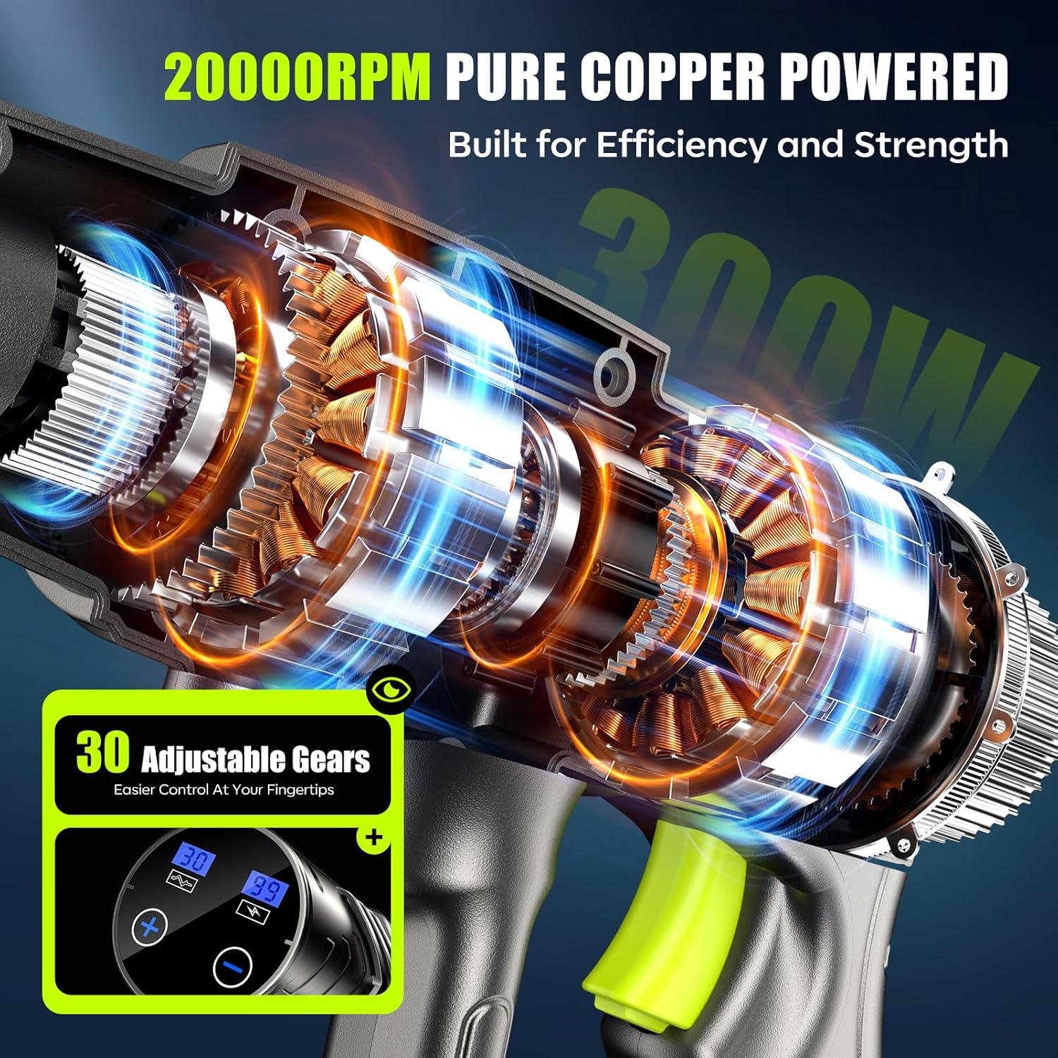 YKYI Cordless Pressure Washer Battery Powered,30 Speed Level,1200 PSI Portable Power Washer with 6-in-1 Nozzle,24FT High-Elastic Hose,Handheld Pressure Washer for Car,Garden Cleaning(Light Grey)