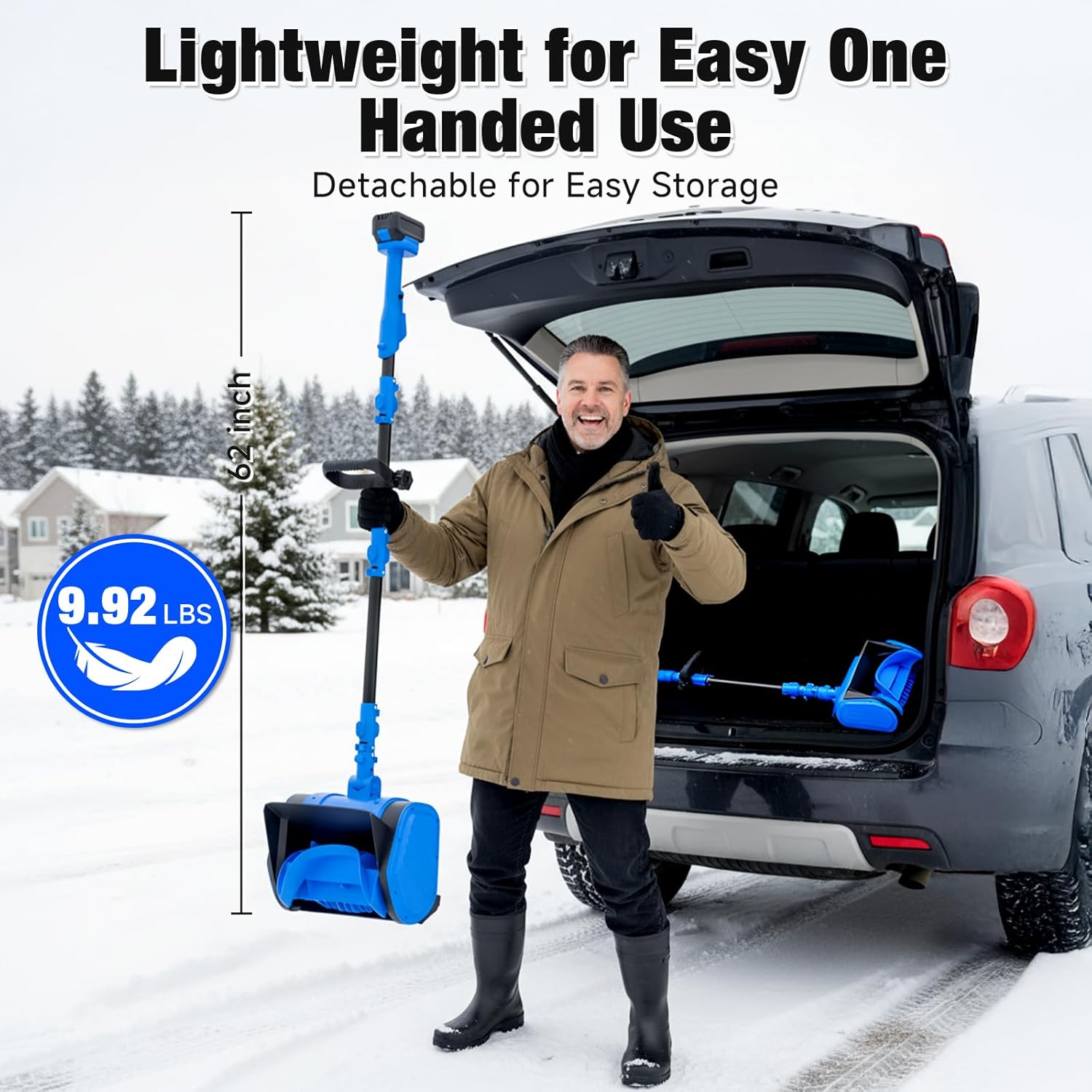 Electric Cordless Snow Shovel, 14.4-Inch | 24V | 5.0Ah Brushless Cordless Snow Blower with Battery and Charger, 26ft Throwing Distance, 5000RPM/Min, Snow Removal for Driveway/Steps/Patio/Sidewalk