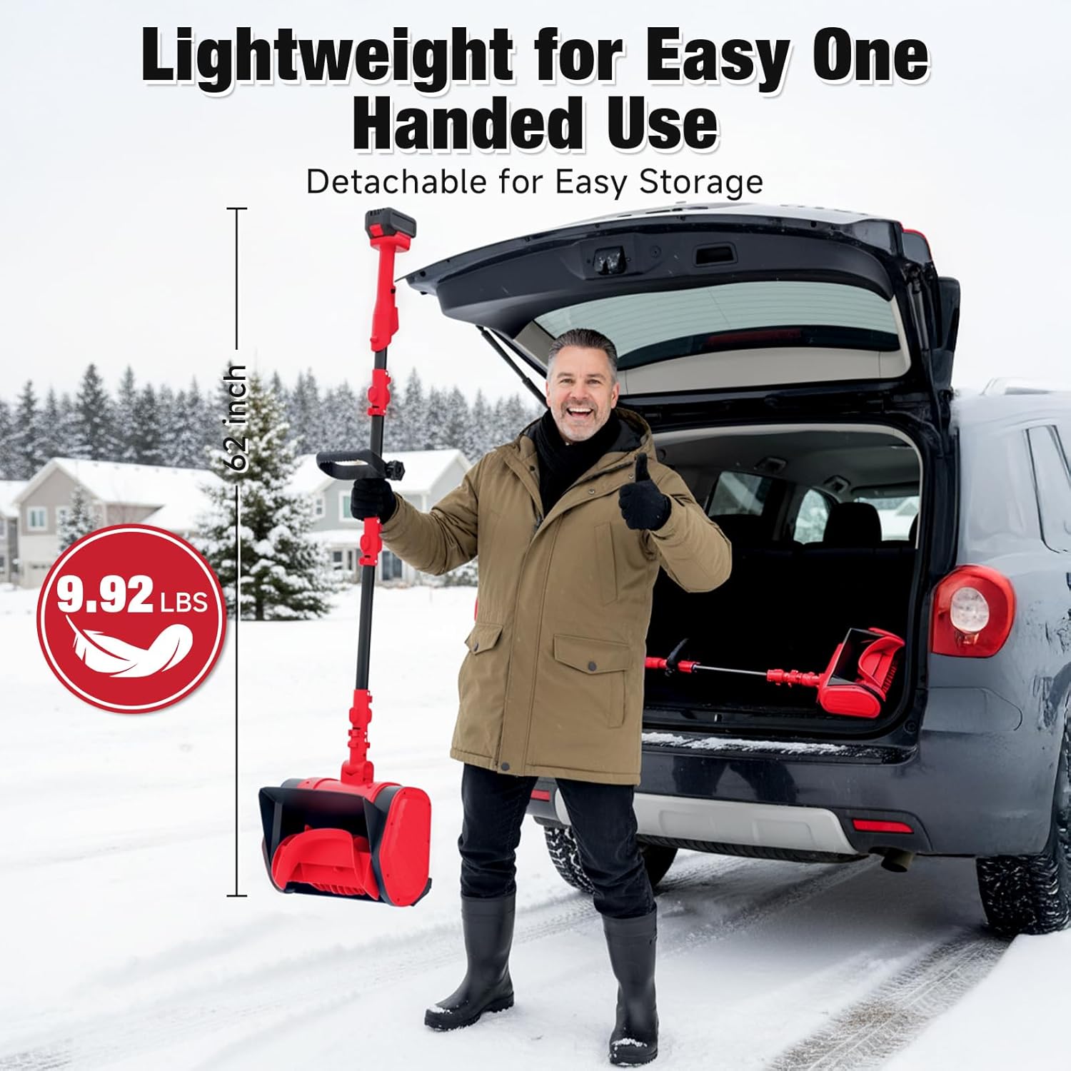Electric Cordless Snow Shovel, 14.4-Inch | 24V | 5.0Ah Brushless Cordless Snow Blower with Battery and Charger, 26ft Throwing Distance, 5000RPM/Min, Snow Removal for Driveway/Steps/Patio/Sidewalk