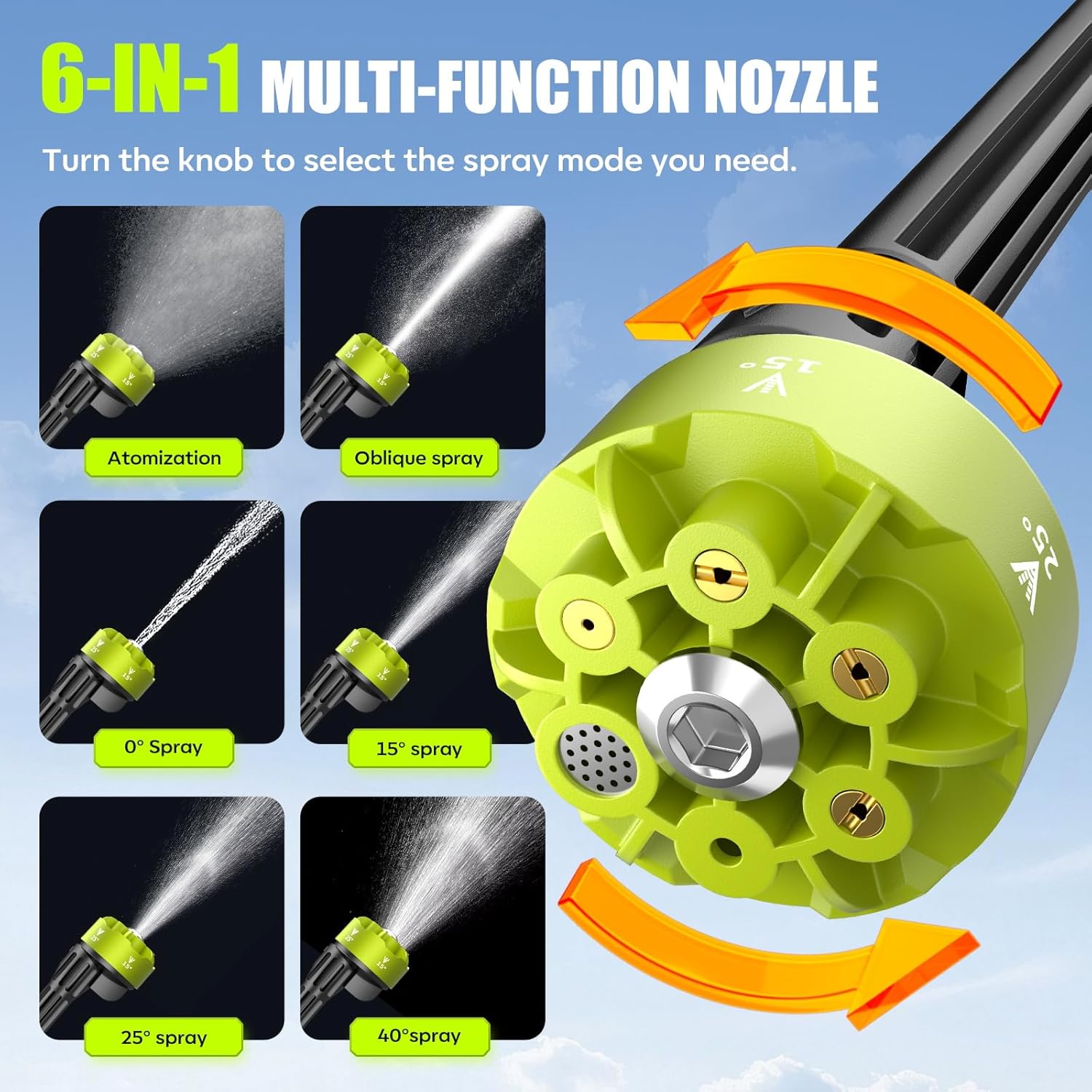 YKYI Cordless Pressure Washer Battery Powered,30 Speed Level,1200 PSI Portable Power Washer with 6-in-1 Nozzle,24FT High-Elastic Hose,Handheld Pressure Washer for Car,Garden Cleaning(Light Grey)