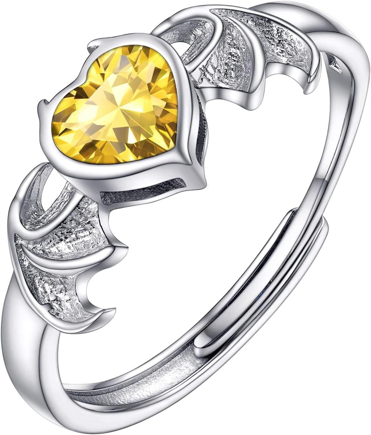 PROSILVER 925 Sterling Silver Celtic Knot Heart/Butterfly/Cute Bat Ring for Women, Birthstone Jan-Dec Available, Gorgeous Cubic Zirconia Ring, Adjustable Ring, Come with Box