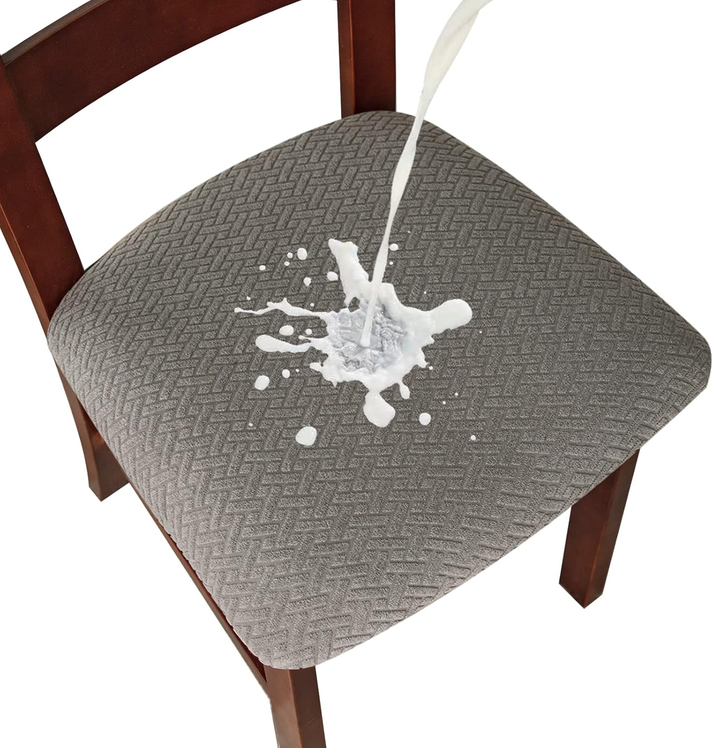 Genina Waterproof Seat Covers for Dining Room Chairs seat Covers Kitchen Chair Covers slipcovers (Beige, 4 Pcs)