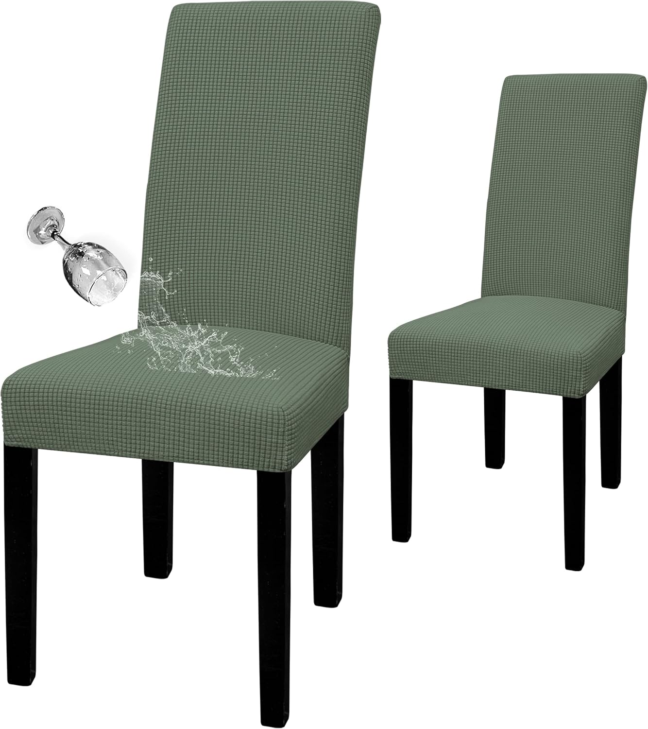 Easy-Going 100% Waterproof Dining Room Chair Cover Set of 6, Stretch Jacquard Parson Chair Slipcover Removable Washable Chair Protector for Home, Restaurant, Banquet (Large, Light Gray)