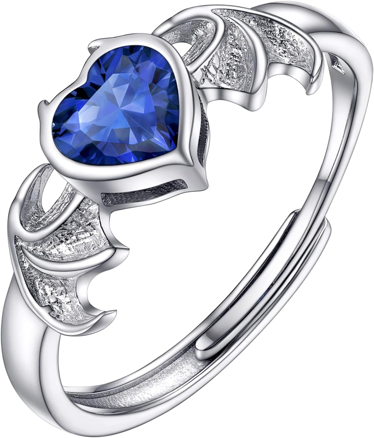 PROSILVER 925 Sterling Silver Celtic Knot Heart/Butterfly/Cute Bat Ring for Women, Birthstone Jan-Dec Available, Gorgeous Cubic Zirconia Ring, Adjustable Ring, Come with Box