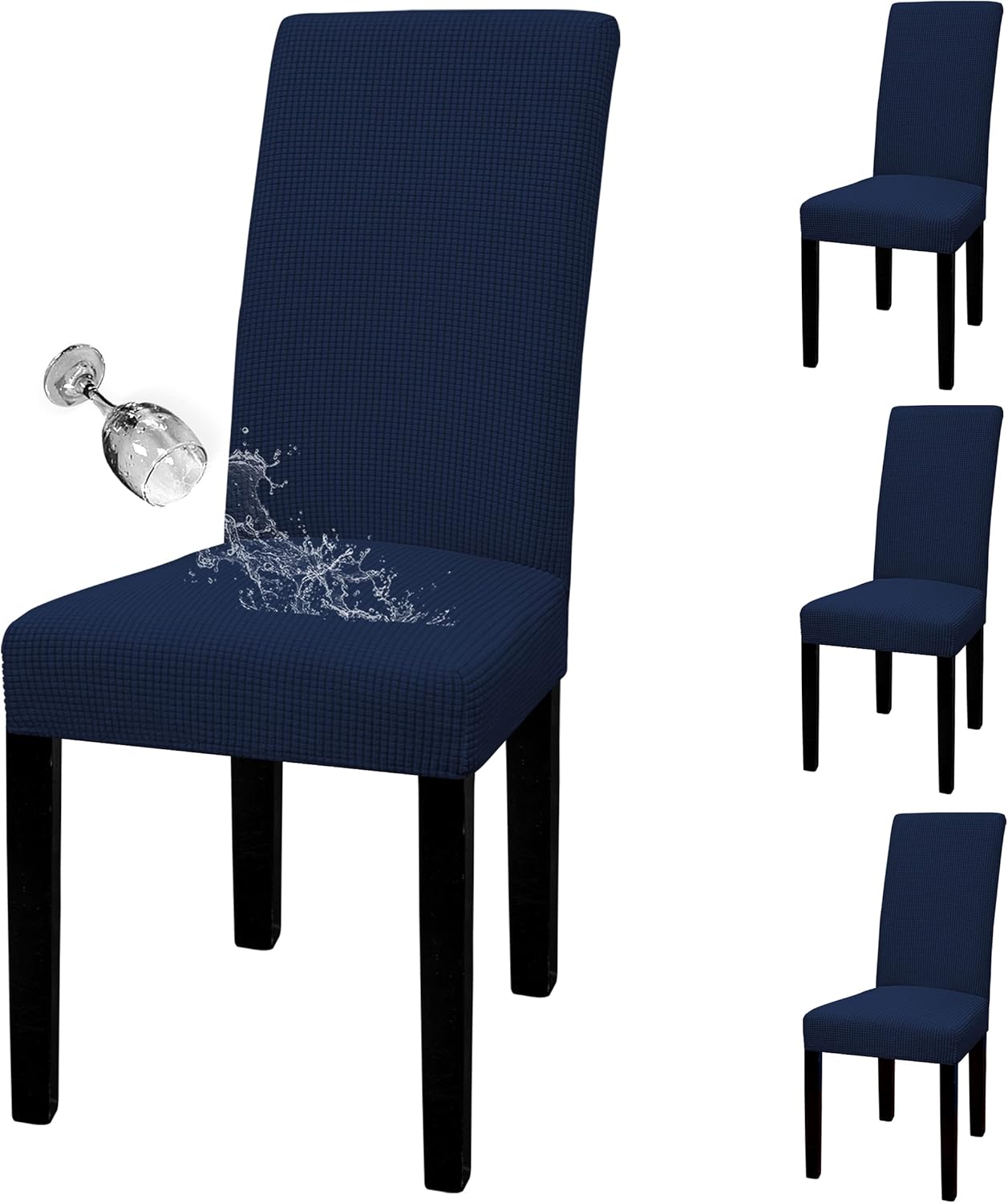 Easy-Going 100% Waterproof Dining Room Chair Cover Set of 6, Stretch Jacquard Parson Chair Slipcover Removable Washable Chair Protector for Home, Restaurant, Banquet (Large, Light Gray)