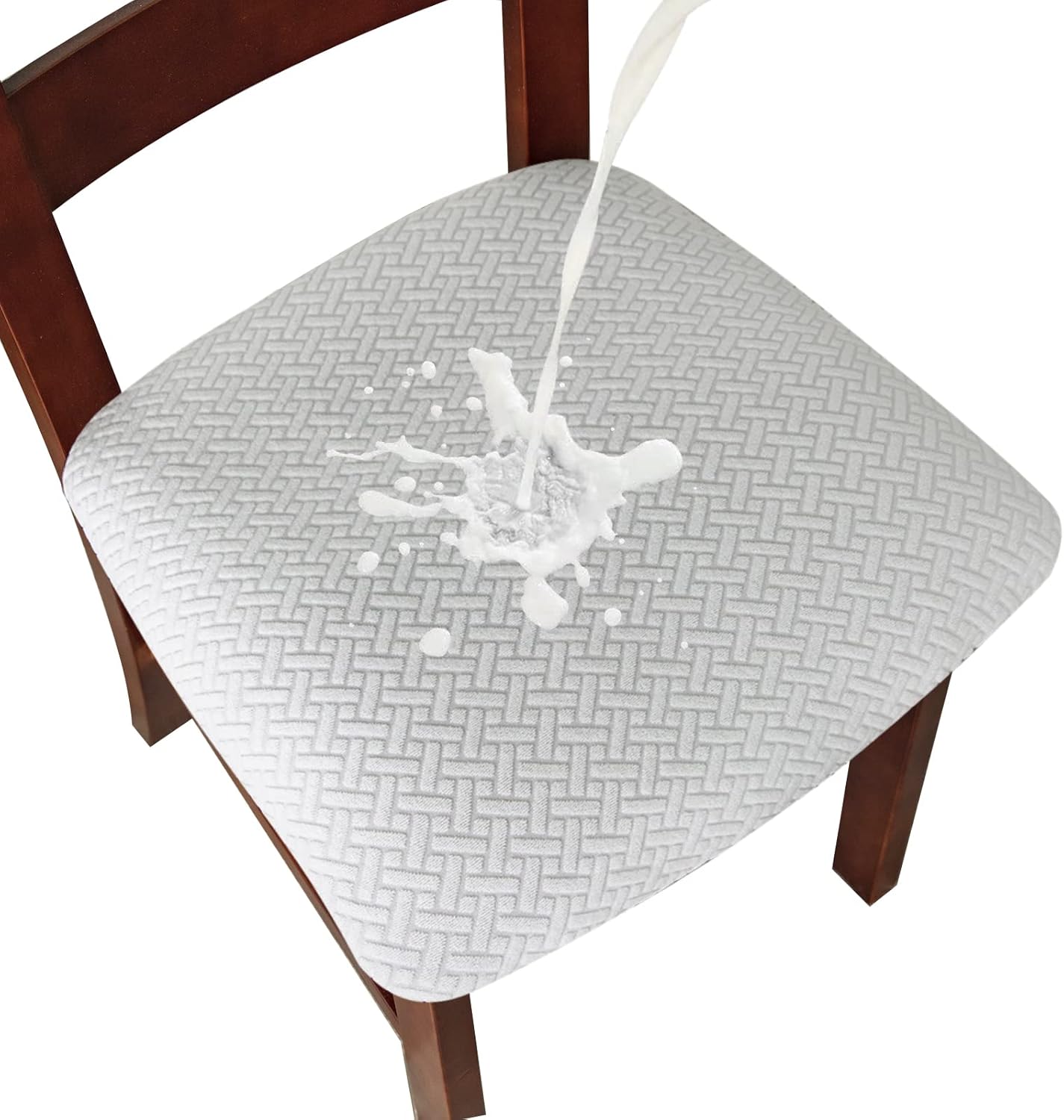 Genina Waterproof Seat Covers for Dining Room Chairs seat Covers Kitchen Chair Covers slipcovers (Beige, 4 Pcs)