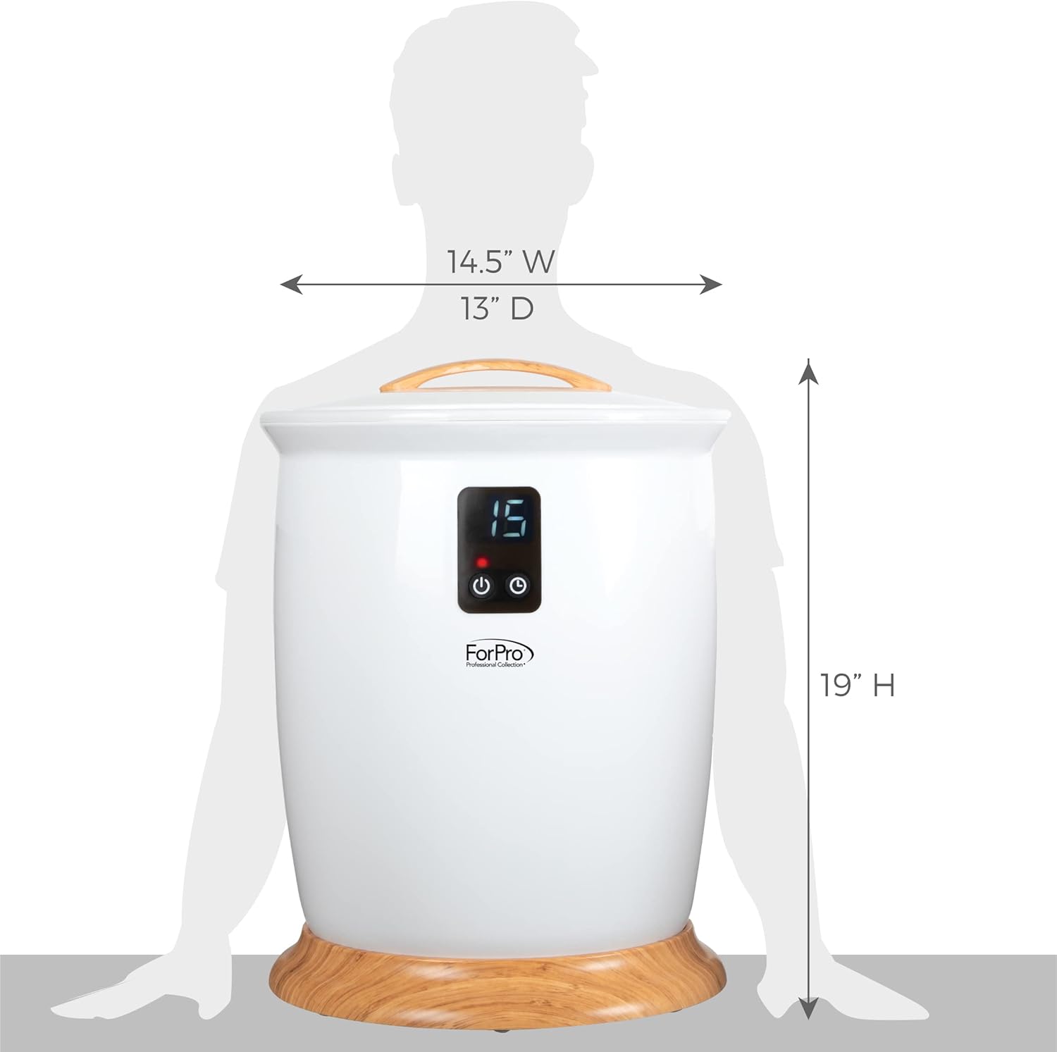 ForPro Professional Collection Luxury Towel Warmer, Extra Large Bucket-Style Hot Towel Warmer with Auto Shut Off, 4 Timer Settings for Home and Bathroom, White