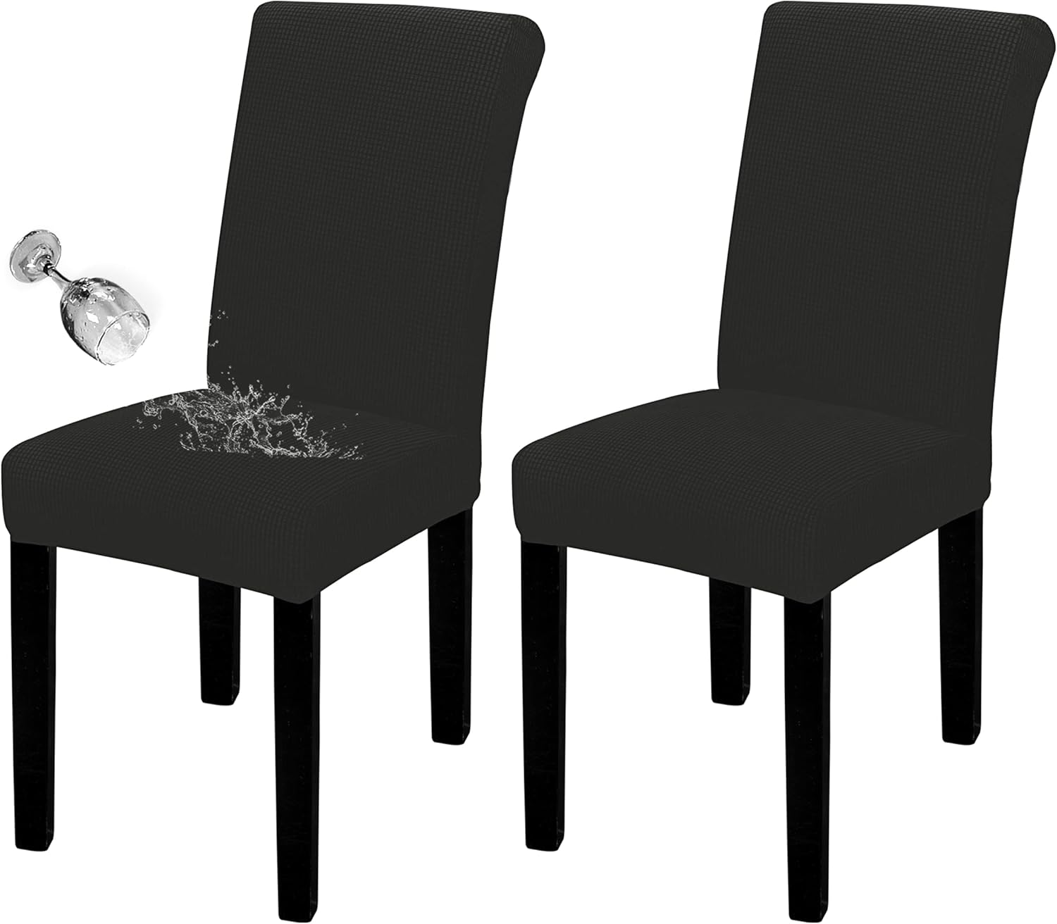 Easy-Going 100% Waterproof Dining Room Chair Cover Set of 6, Stretch Jacquard Parson Chair Slipcover Removable Washable Chair Protector for Home, Restaurant, Banquet (Large, Light Gray)