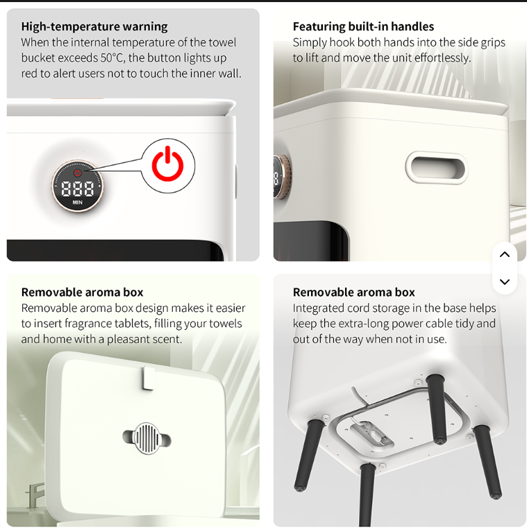 Towel Warmer, Luxury Towel Warmer Bucket, Large Towel Warmers for Bathroom, Auto Shut Off, 550W,Fits Up to Two 40X70 Oversized Towels, Bathrobes, Blankets