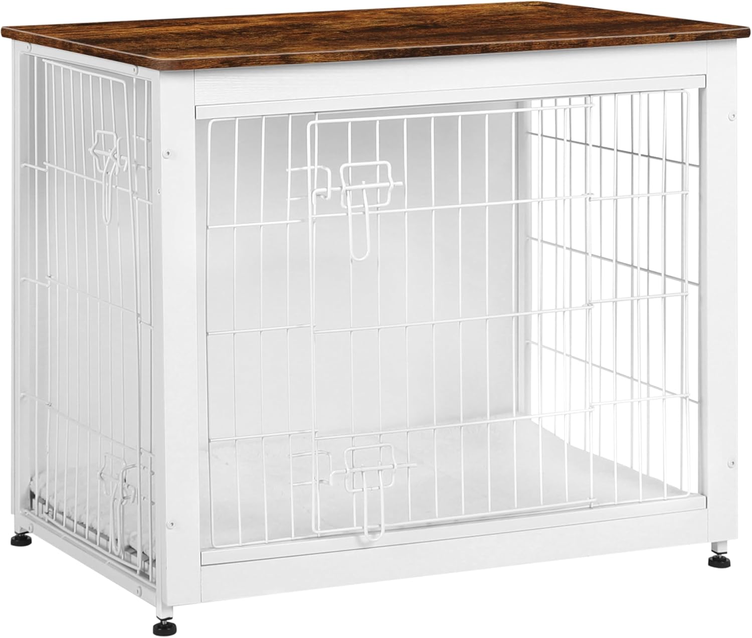 DWANTON Dog Crate Furniture with Cushion, Wooden Kennel Table with Double Doors, Indoor Dog House, Small/Medium/Large/Extra Large Size, 27.2 L, Rustic Brown