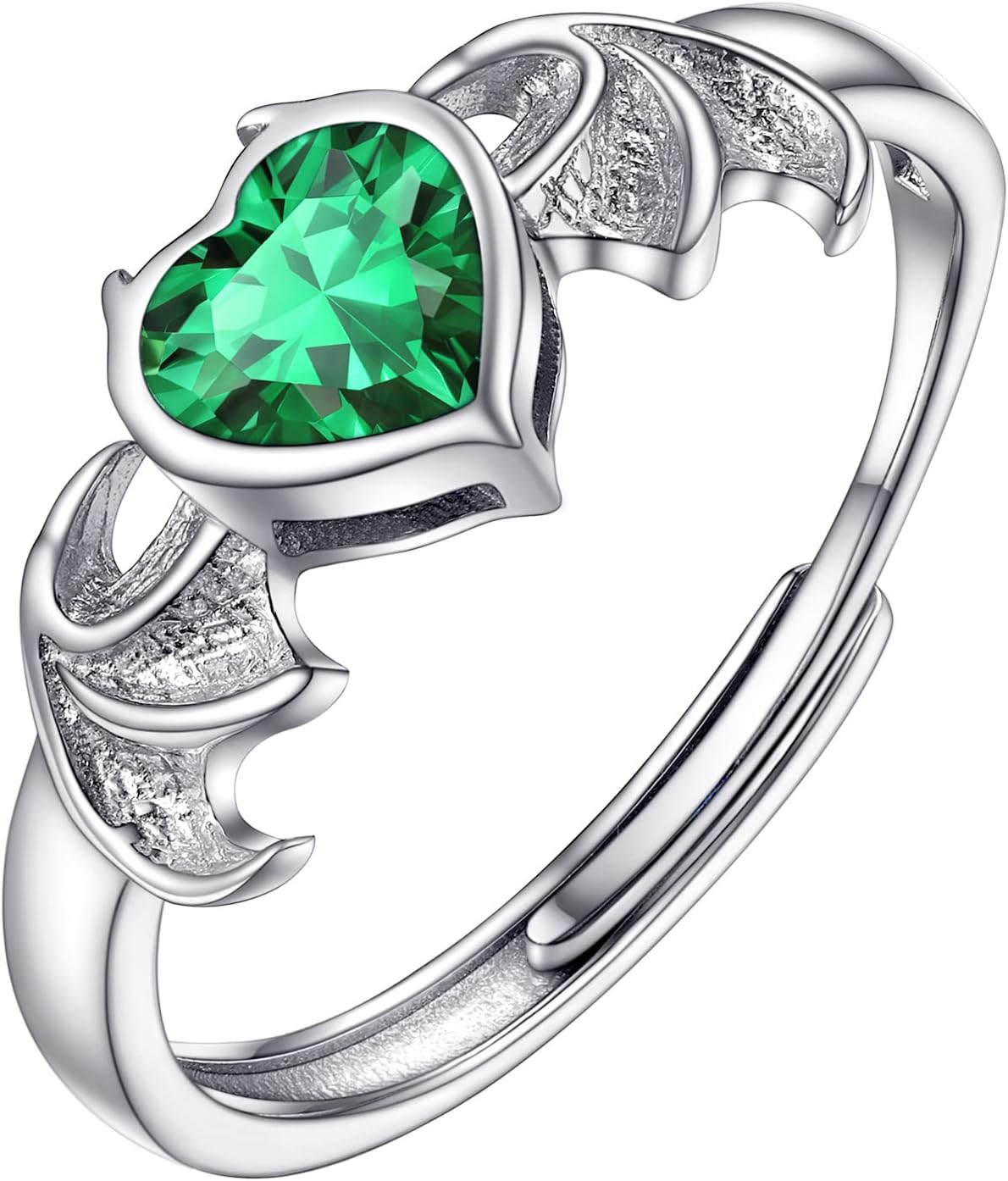 PROSILVER 925 Sterling Silver Celtic Knot Heart/Butterfly/Cute Bat Ring for Women, Birthstone Jan-Dec Available, Gorgeous Cubic Zirconia Ring, Adjustable Ring, Come with Box