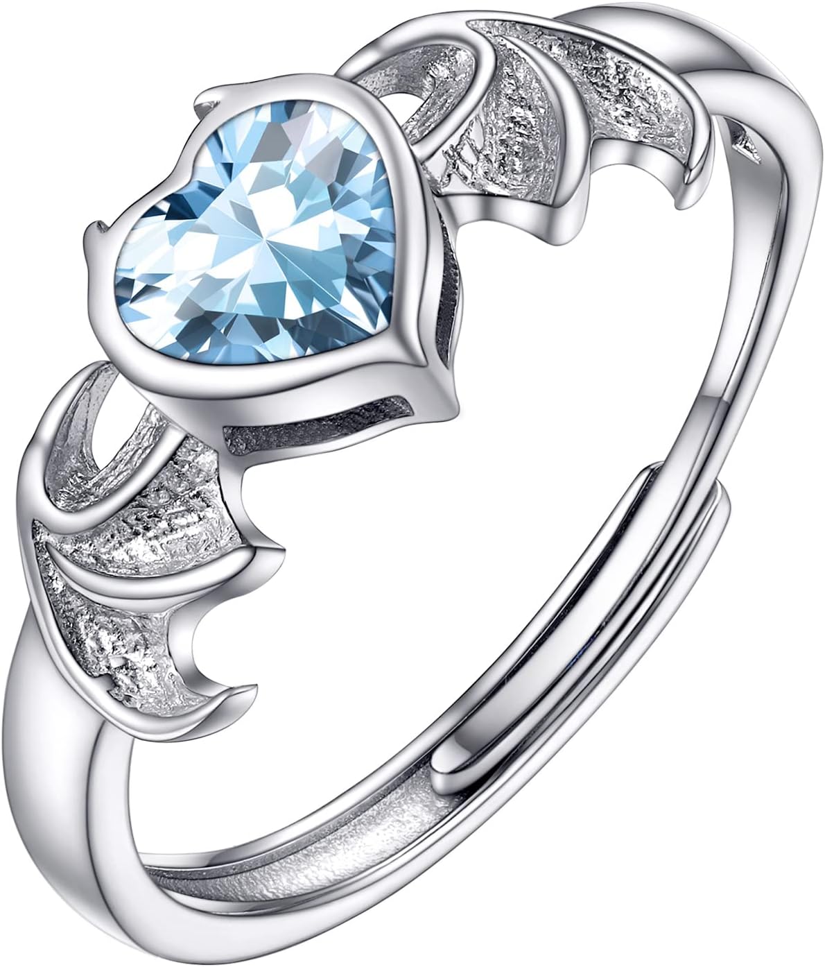 PROSILVER 925 Sterling Silver Celtic Knot Heart/Butterfly/Cute Bat Ring for Women, Birthstone Jan-Dec Available, Gorgeous Cubic Zirconia Ring, Adjustable Ring, Come with Box