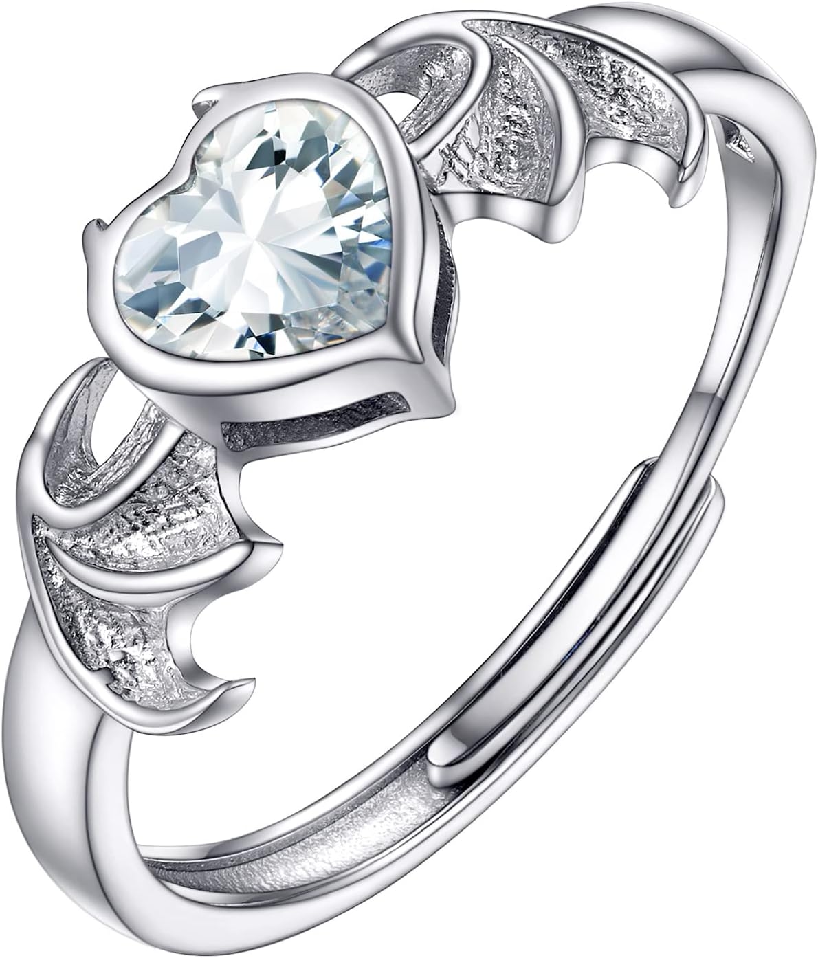 PROSILVER 925 Sterling Silver Celtic Knot Heart/Butterfly/Cute Bat Ring for Women, Birthstone Jan-Dec Available, Gorgeous Cubic Zirconia Ring, Adjustable Ring, Come with Box