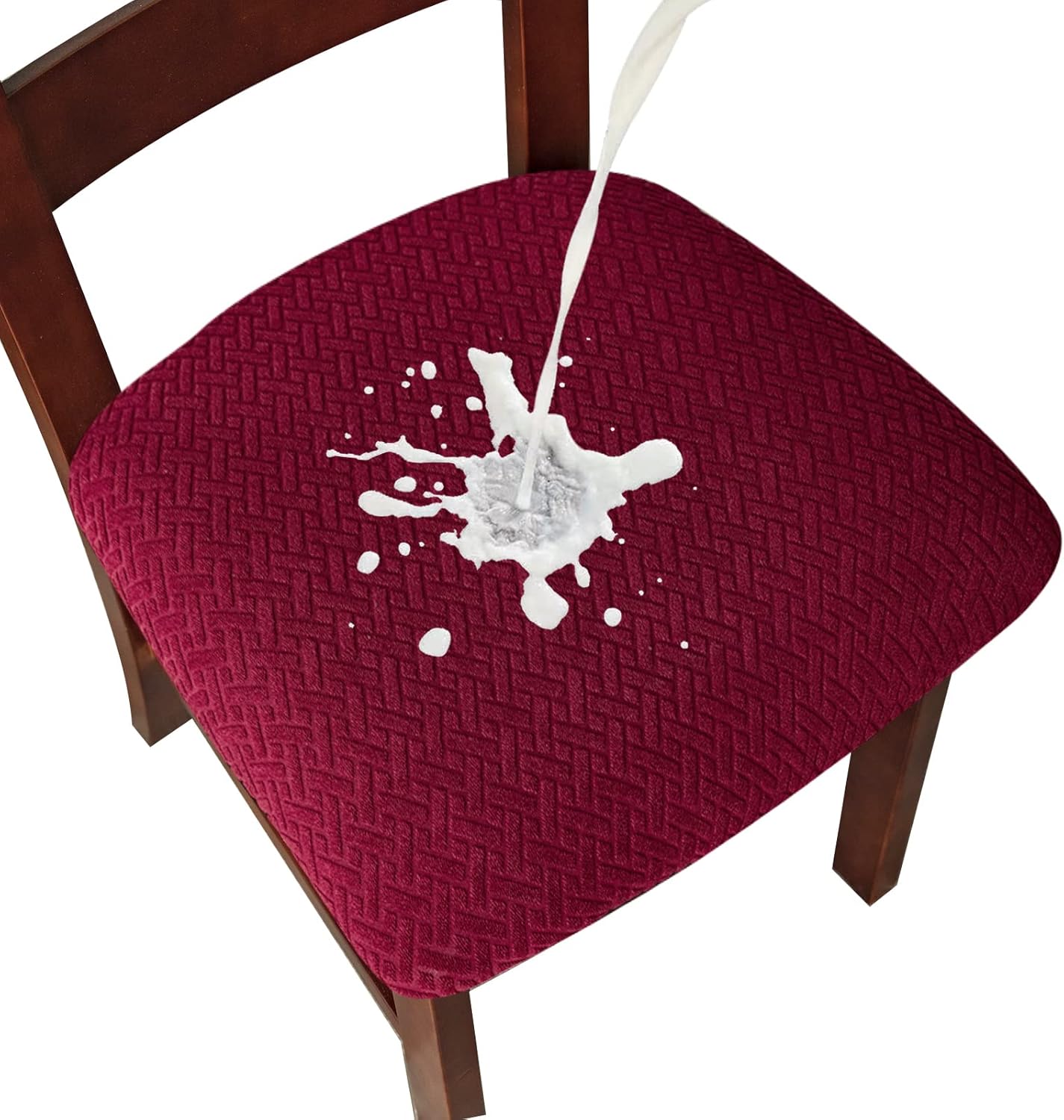 Genina Waterproof Seat Covers for Dining Room Chairs seat Covers Kitchen Chair Covers slipcovers (Beige, 4 Pcs)