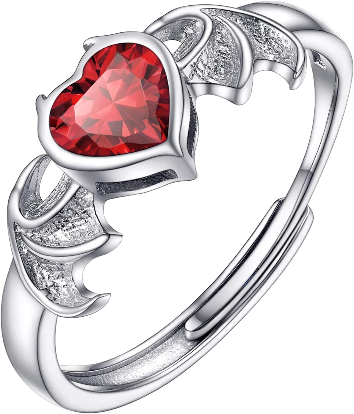 PROSILVER 925 Sterling Silver Celtic Knot Heart/Butterfly/Cute Bat Ring for Women, Birthstone Jan-Dec Available, Gorgeous Cubic Zirconia Ring, Adjustable Ring, Come with Box