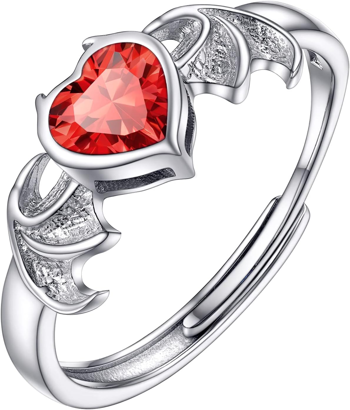 PROSILVER 925 Sterling Silver Celtic Knot Heart/Butterfly/Cute Bat Ring for Women, Birthstone Jan-Dec Available, Gorgeous Cubic Zirconia Ring, Adjustable Ring, Come with Box