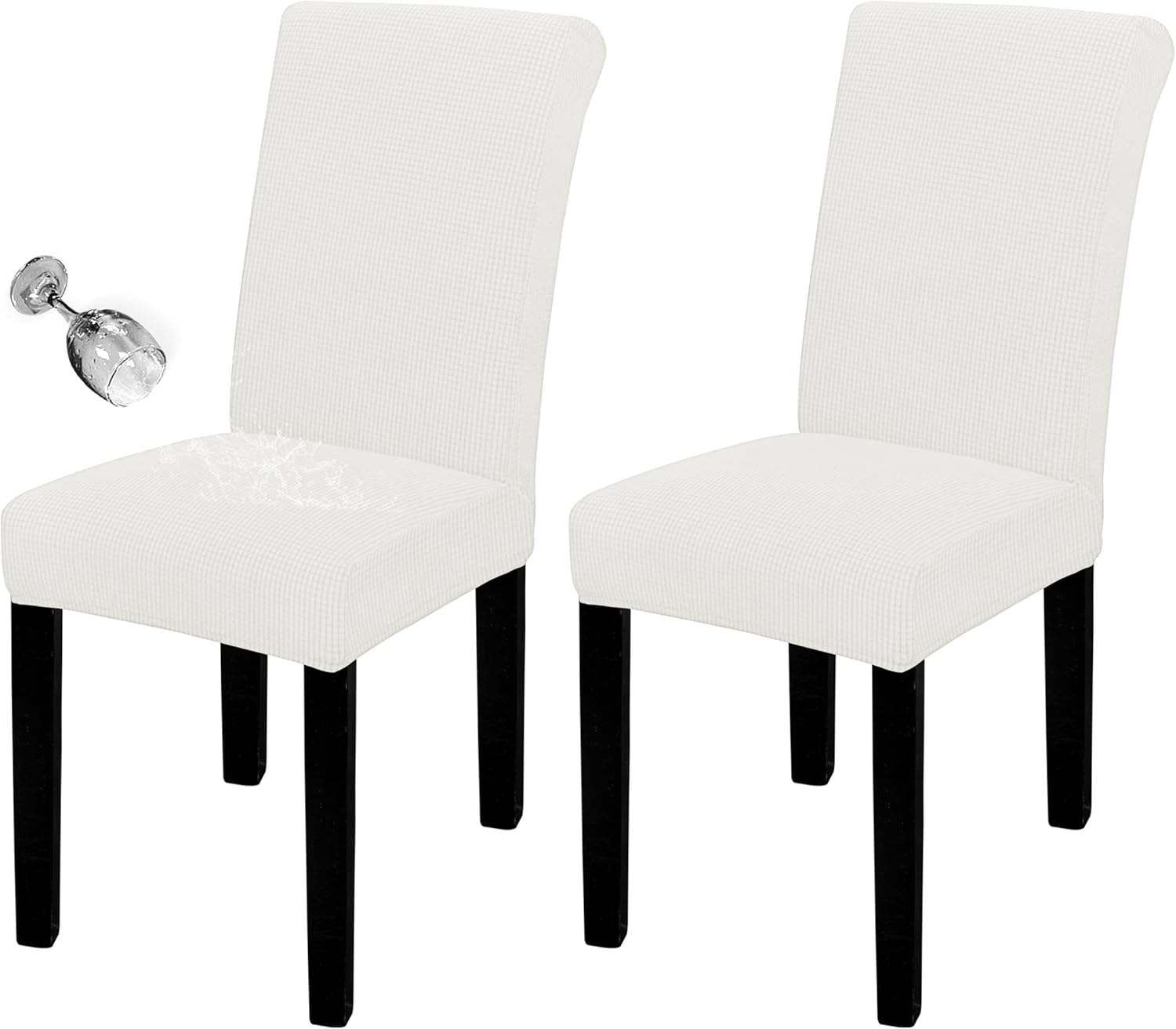 Easy-Going 100% Waterproof Dining Room Chair Cover Set of 6, Stretch Jacquard Parson Chair Slipcover Removable Washable Chair Protector for Home, Restaurant, Banquet (Large, Light Gray)