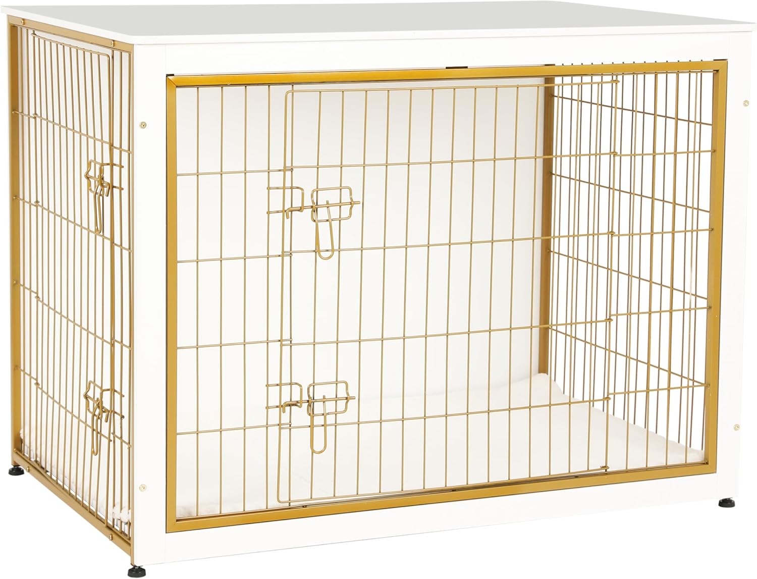 DWANTON Dog Crate Furniture with Cushion, Wooden Kennel Table with Double Doors, Indoor Dog House, Small/Medium/Large/Extra Large Size, 27.2 L, Rustic Brown