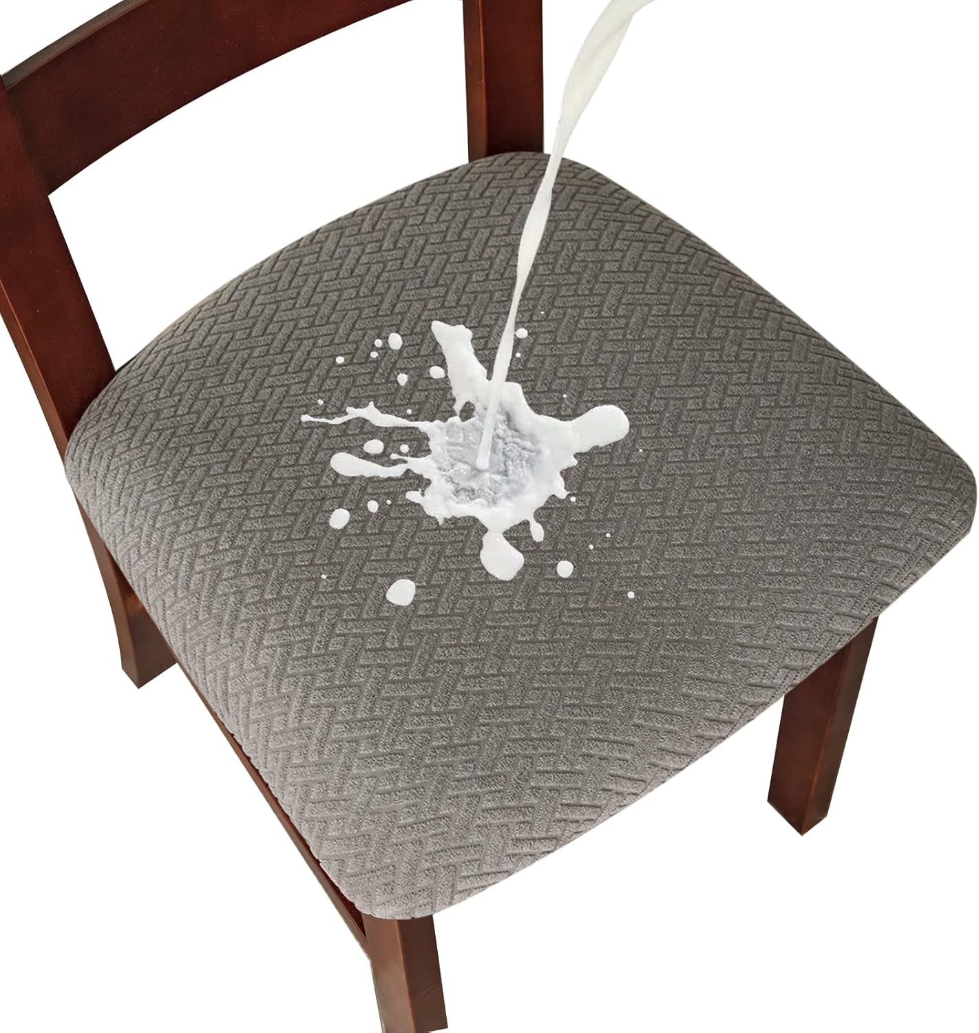 Genina Waterproof Seat Covers for Dining Room Chairs seat Covers Kitchen Chair Covers slipcovers (Beige, 4 Pcs)