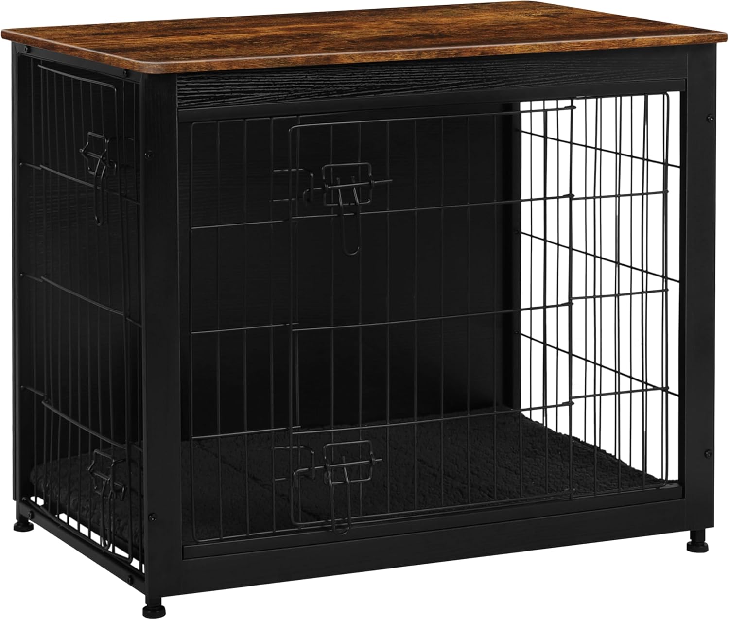 DWANTON Dog Crate Furniture with Cushion, Wooden Kennel Table with Double Doors, Indoor Dog House, Small/Medium/Large/Extra Large Size, 27.2 L, Rustic Brown