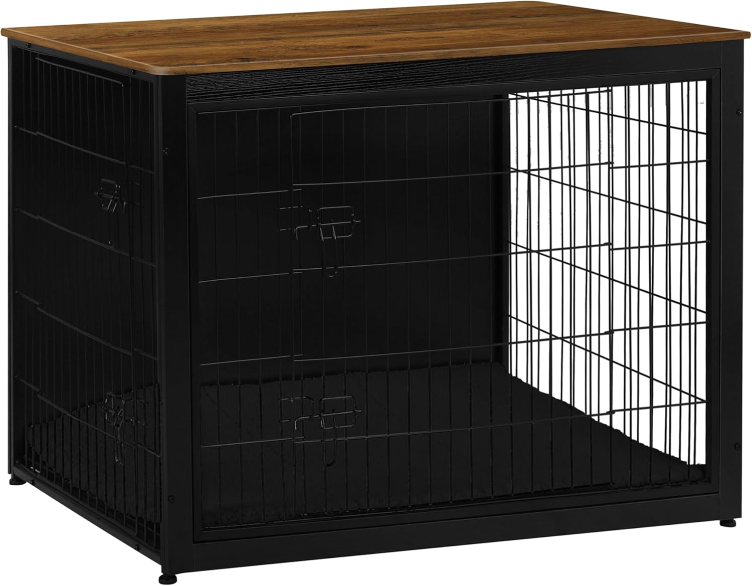 DWANTON Dog Crate Furniture with Cushion, Wooden Kennel Table with Double Doors, Indoor Dog House, Small/Medium/Large/Extra Large Size, 27.2 L, Rustic Brown