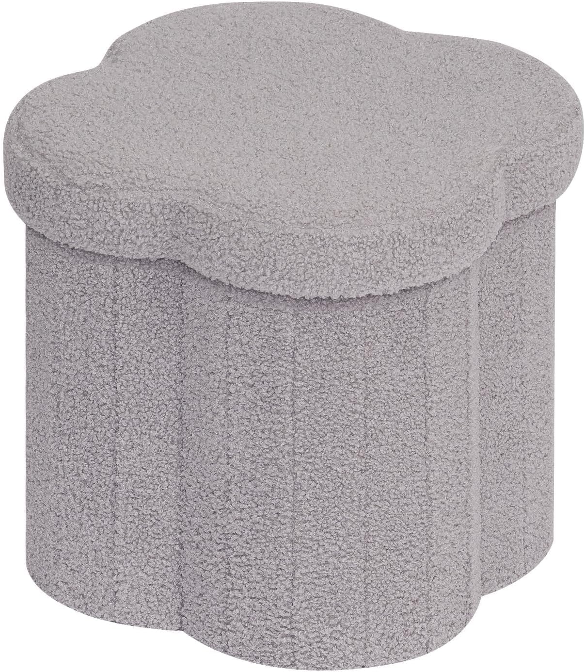 B FSOBEIIALEO Storage Ottoman Cube, Flowers Shaped Ottomans with Storage Foot Stool Footrest for Lving Room, Boucle Ottoman Seat for Dorm Room,Faux Teddy Fur,White 12.6x12.6x12.6