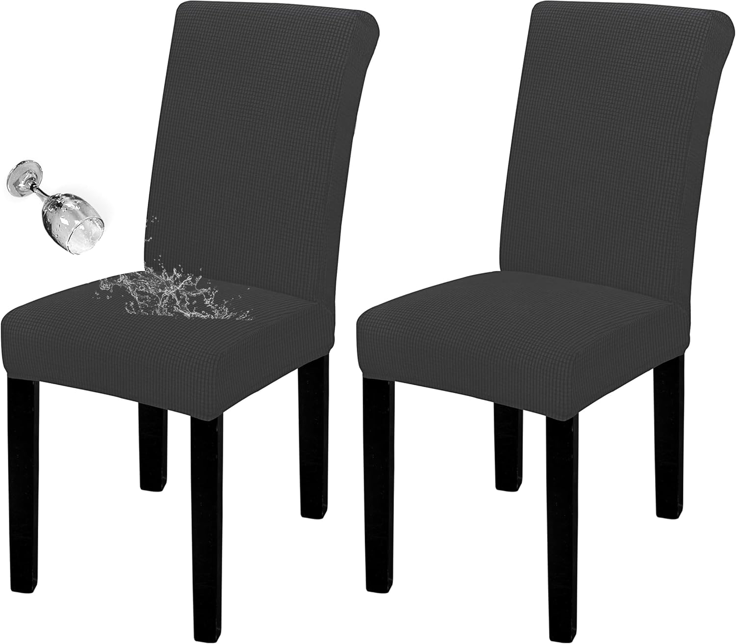 Easy-Going 100% Waterproof Dining Room Chair Cover Set of 6, Stretch Jacquard Parson Chair Slipcover Removable Washable Chair Protector for Home, Restaurant, Banquet (Large, Light Gray)