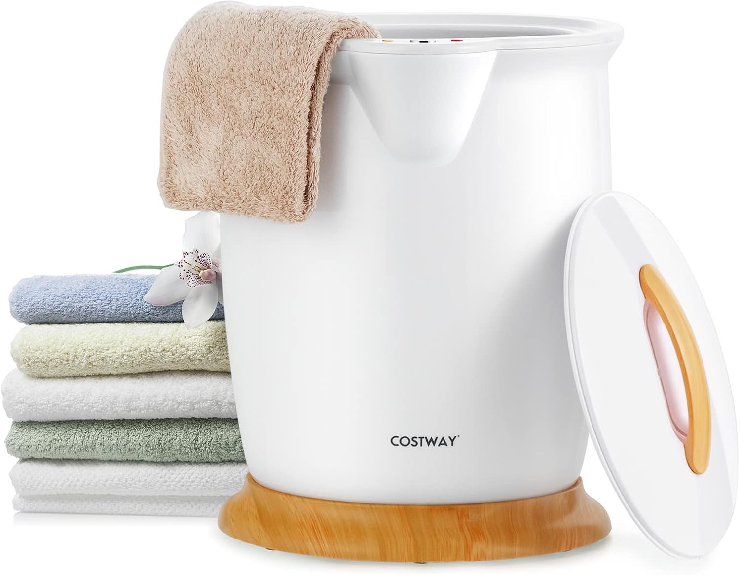 COSTWAY Bucket Style Towel Warmer,Fragrance Holder, Fits up to Two 40” x 70” Oversized Towels, Bathrobes, Blankets, Auto Shut Off, Luxury Towel Warmer for Bathroom, Spa