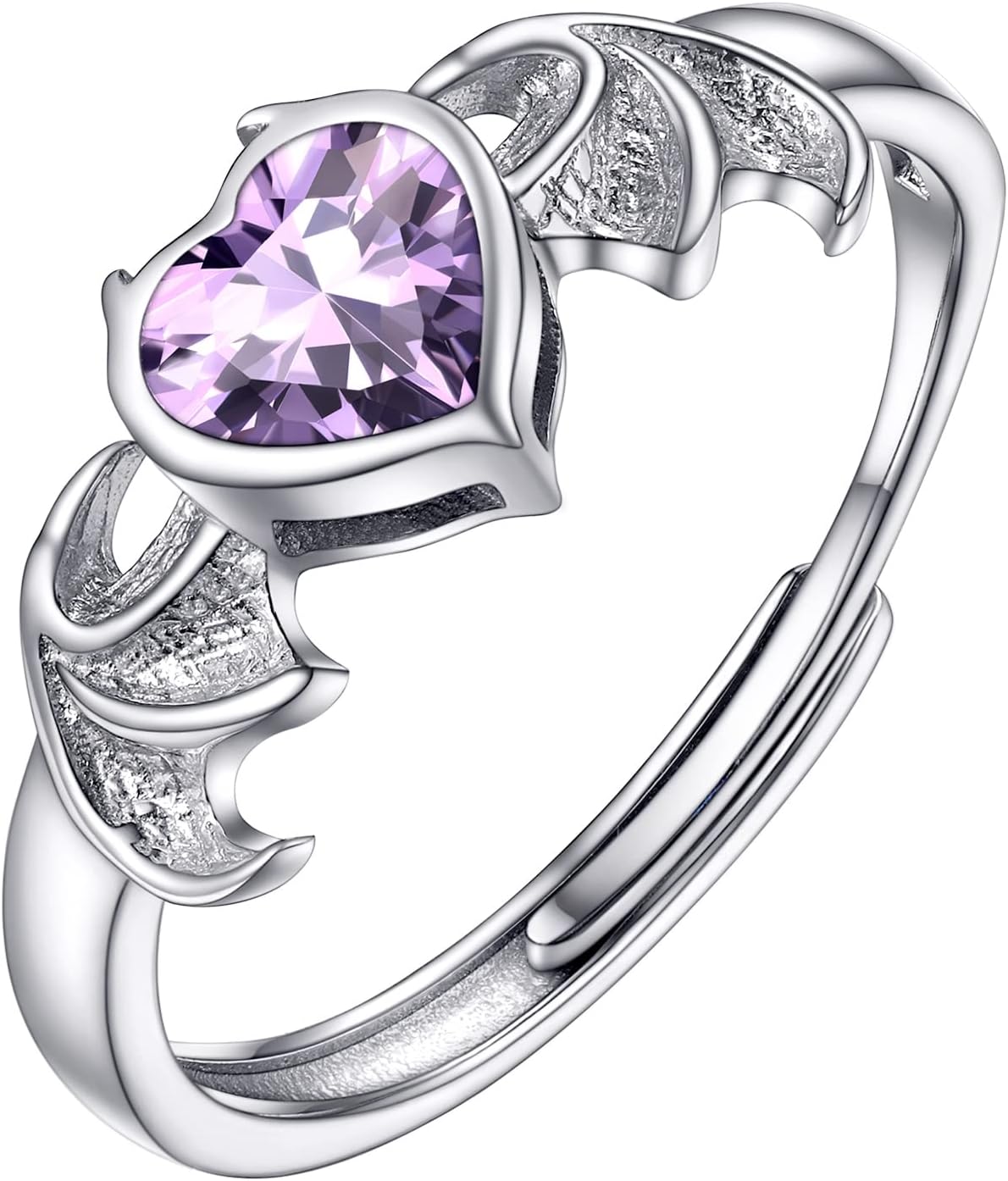 PROSILVER 925 Sterling Silver Celtic Knot Heart/Butterfly/Cute Bat Ring for Women, Birthstone Jan-Dec Available, Gorgeous Cubic Zirconia Ring, Adjustable Ring, Come with Box