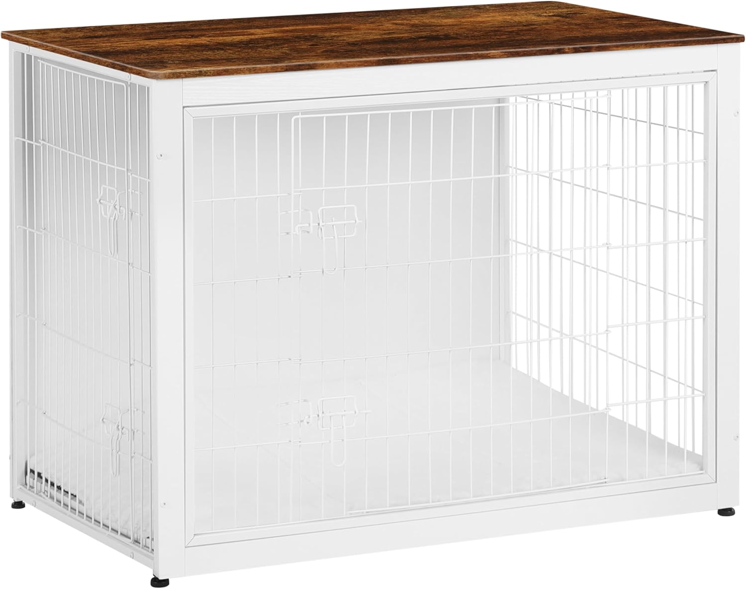 DWANTON Dog Crate Furniture with Cushion, Wooden Kennel Table with Double Doors, Indoor Dog House, Small/Medium/Large/Extra Large Size, 27.2 L, Rustic Brown