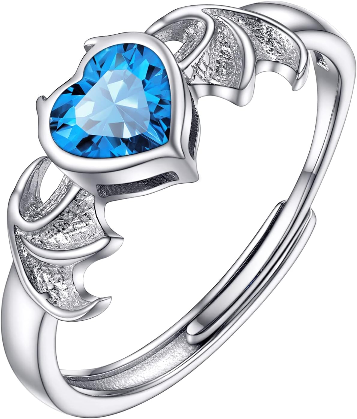 PROSILVER 925 Sterling Silver Celtic Knot Heart/Butterfly/Cute Bat Ring for Women, Birthstone Jan-Dec Available, Gorgeous Cubic Zirconia Ring, Adjustable Ring, Come with Box