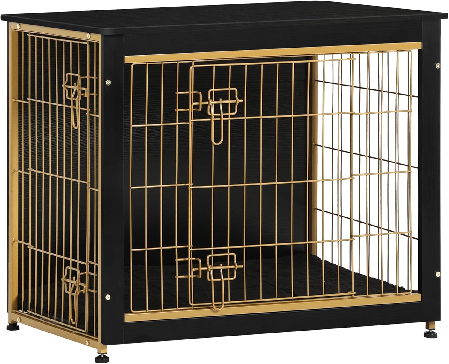 DWANTON Dog Crate Furniture with Cushion, Wooden Kennel Table with Double Doors, Indoor Dog House, Small/Medium/Large/Extra Large Size, 27.2 L, Rustic Brown