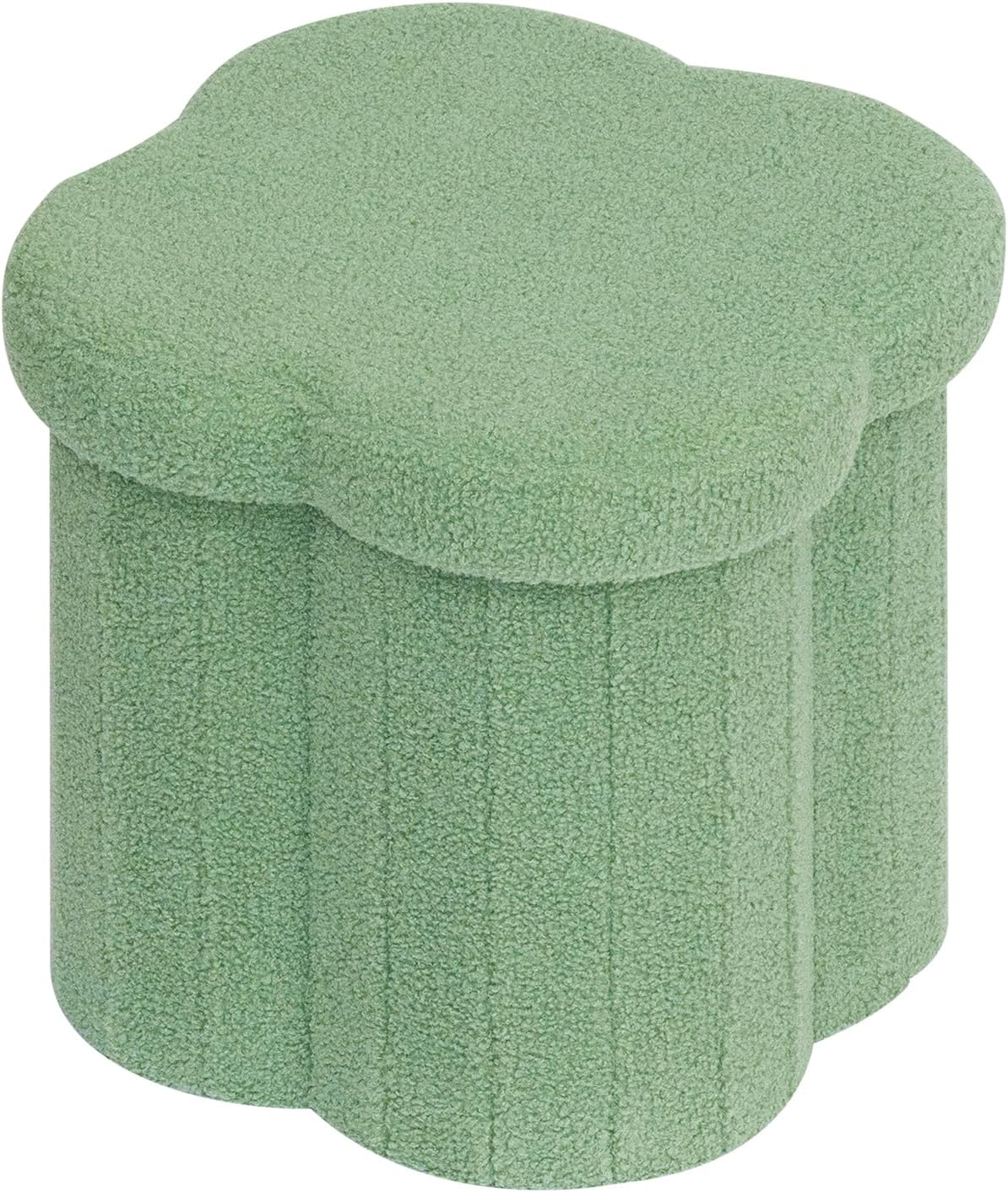 B FSOBEIIALEO Storage Ottoman Cube, Flowers Shaped Ottomans with Storage Foot Stool Footrest for Lving Room, Boucle Ottoman Seat for Dorm Room,Faux Teddy Fur,White 12.6x12.6x12.6