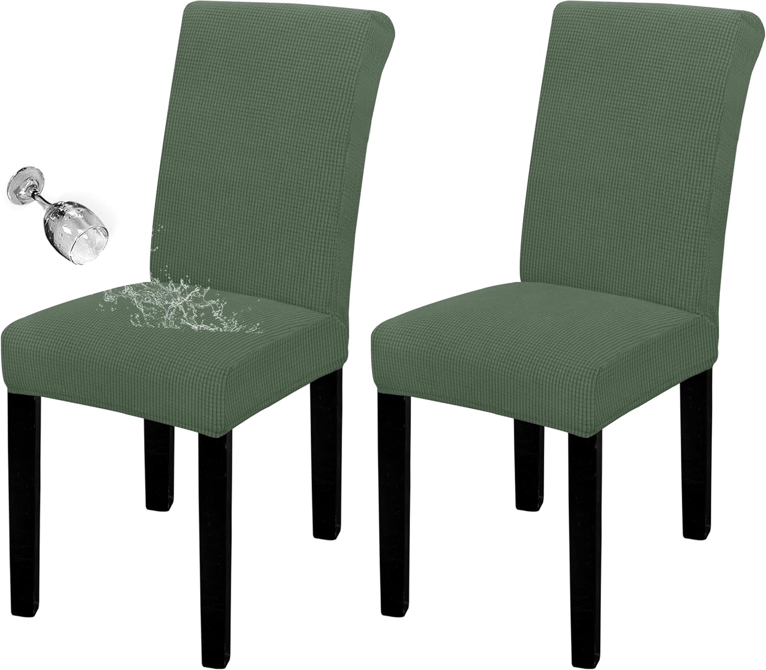 Easy-Going 100% Waterproof Dining Room Chair Cover Set of 6, Stretch Jacquard Parson Chair Slipcover Removable Washable Chair Protector for Home, Restaurant, Banquet (Large, Light Gray)