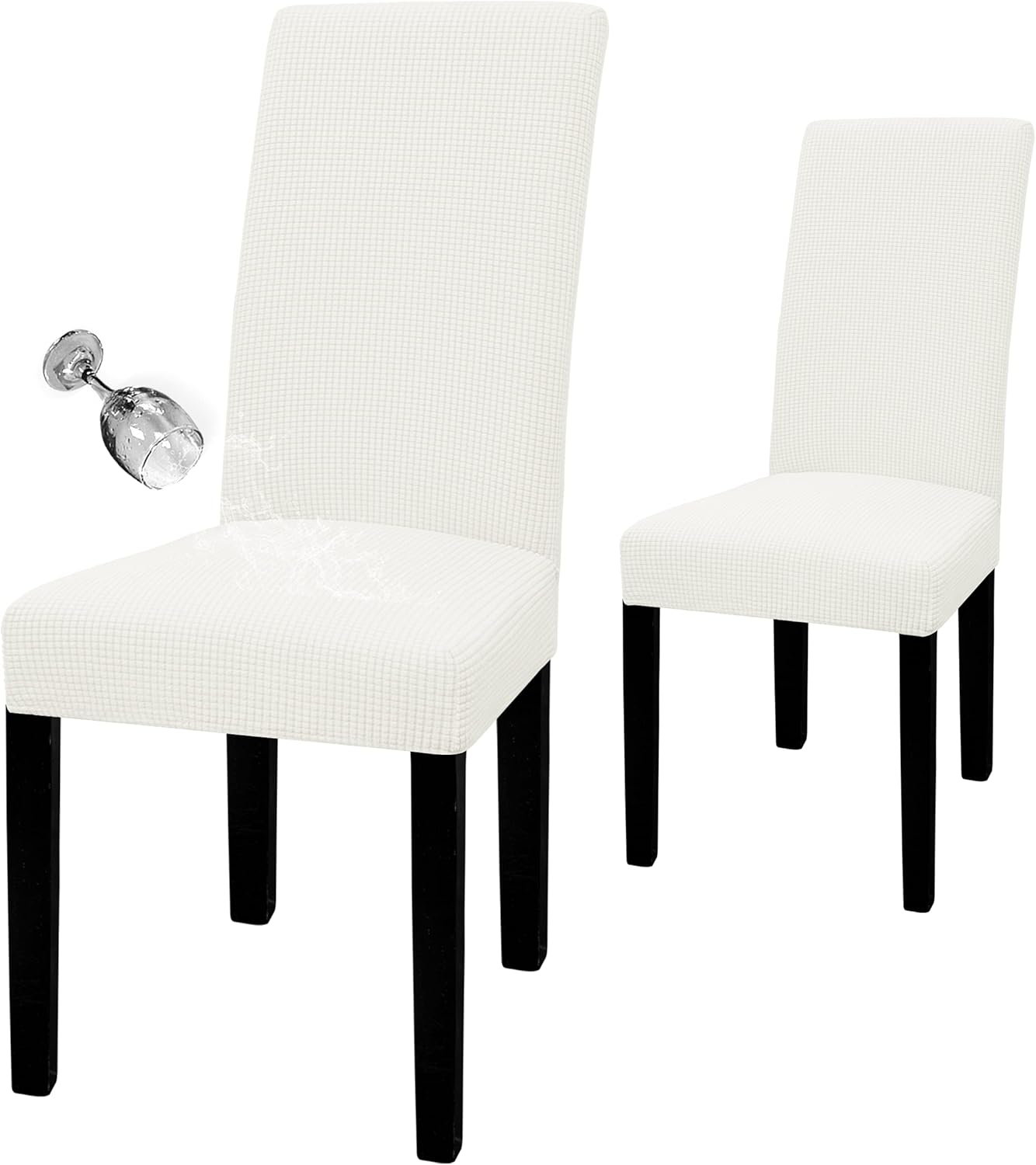 Easy-Going 100% Waterproof Dining Room Chair Cover Set of 6, Stretch Jacquard Parson Chair Slipcover Removable Washable Chair Protector for Home, Restaurant, Banquet (Large, Light Gray)