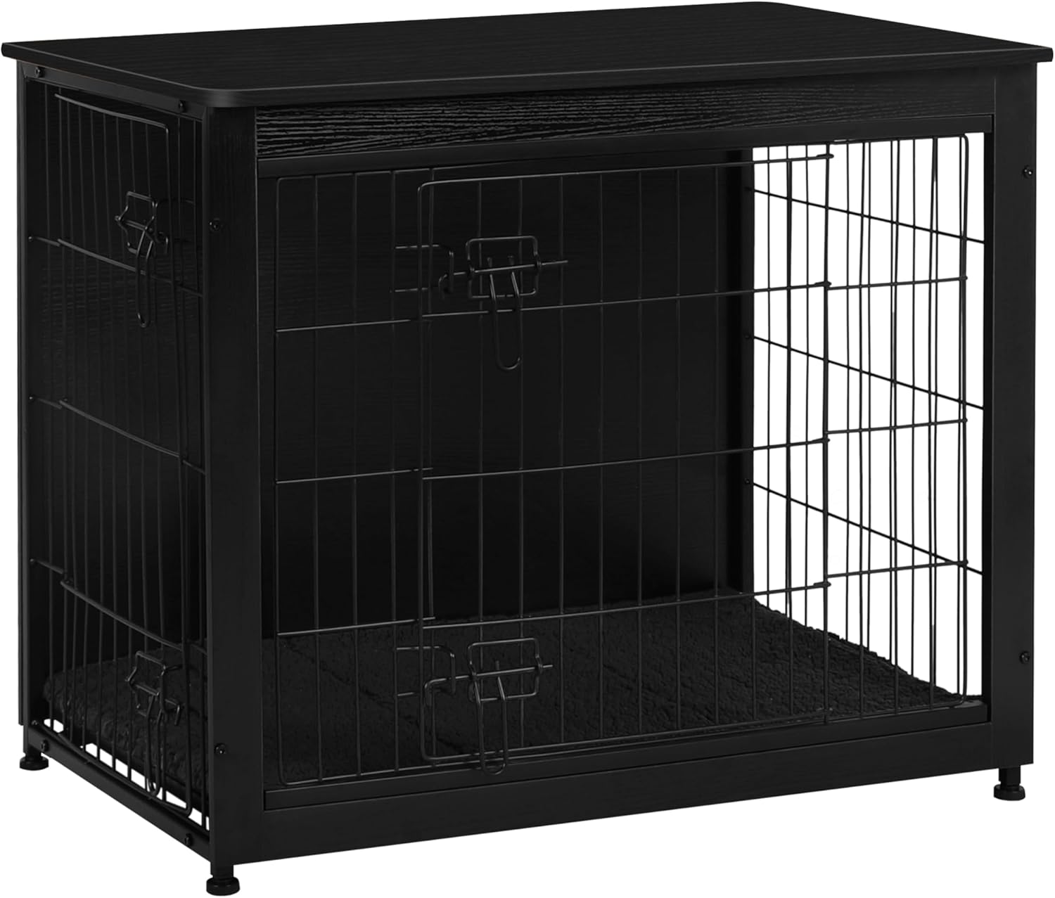 DWANTON Dog Crate Furniture with Cushion, Wooden Kennel Table with Double Doors, Indoor Dog House, Small/Medium/Large/Extra Large Size, 27.2 L, Rustic Brown