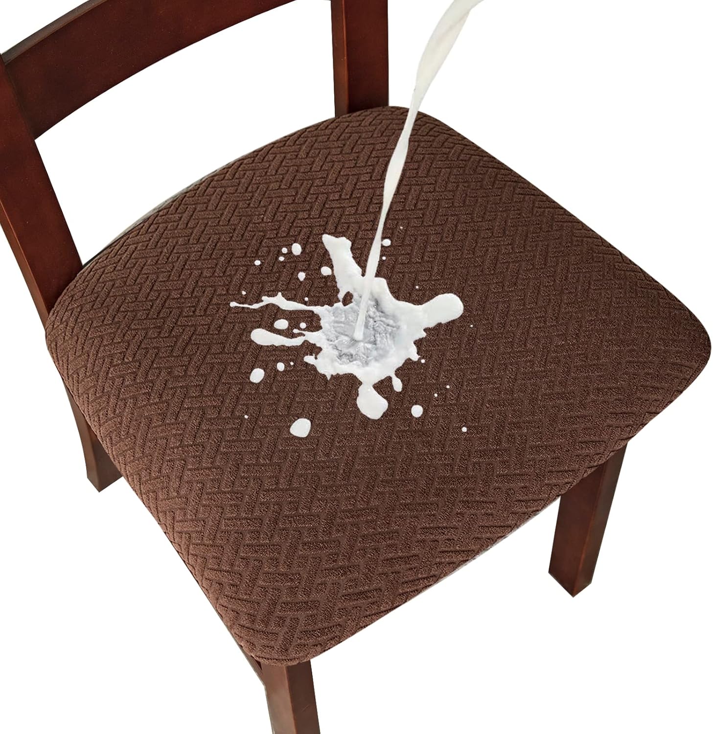 Genina Waterproof Seat Covers for Dining Room Chairs seat Covers Kitchen Chair Covers slipcovers (Beige, 4 Pcs)