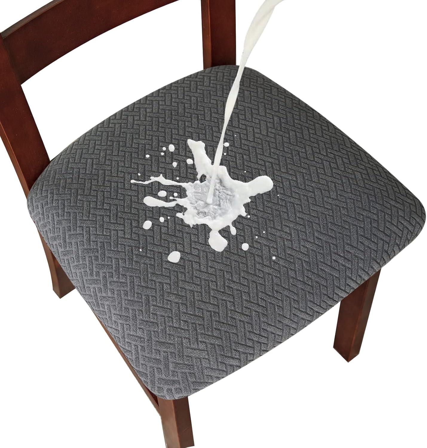 Genina Waterproof Seat Covers for Dining Room Chairs seat Covers Kitchen Chair Covers slipcovers (Beige, 4 Pcs)