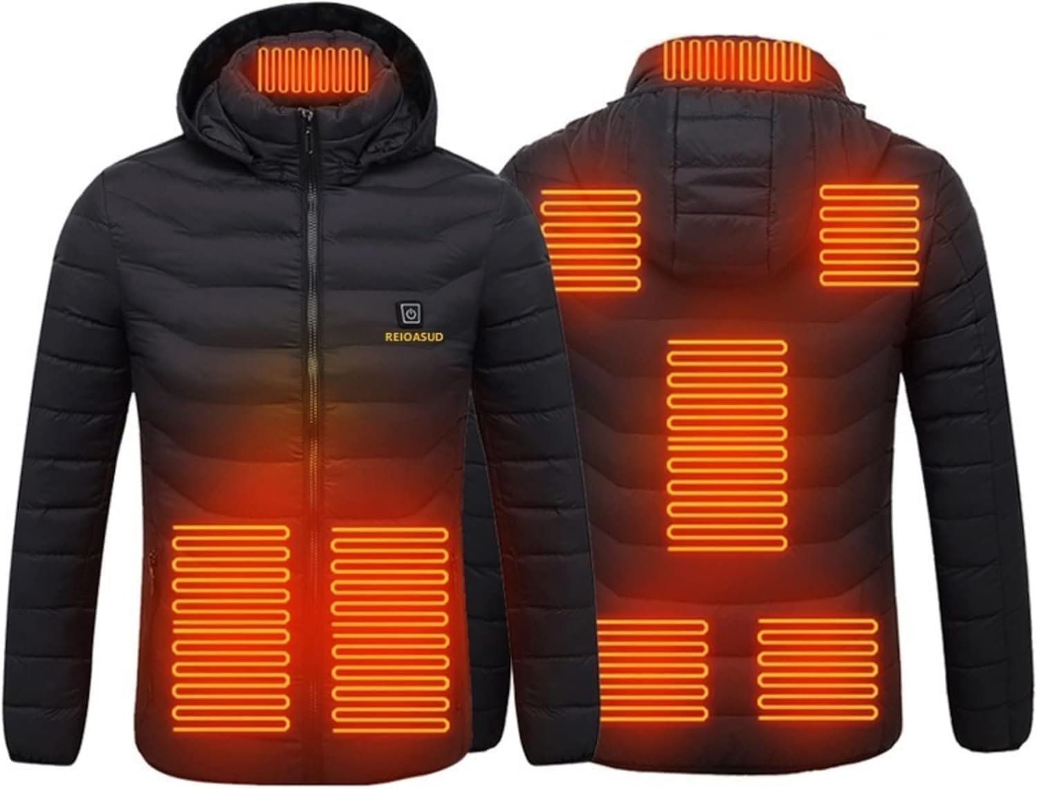 REIOASUD 2026 Heated Hoodie Zip Heated Jacket Multiple Heating Zones Coat with 3 Heating Levels for Men Women Winter Outdoor