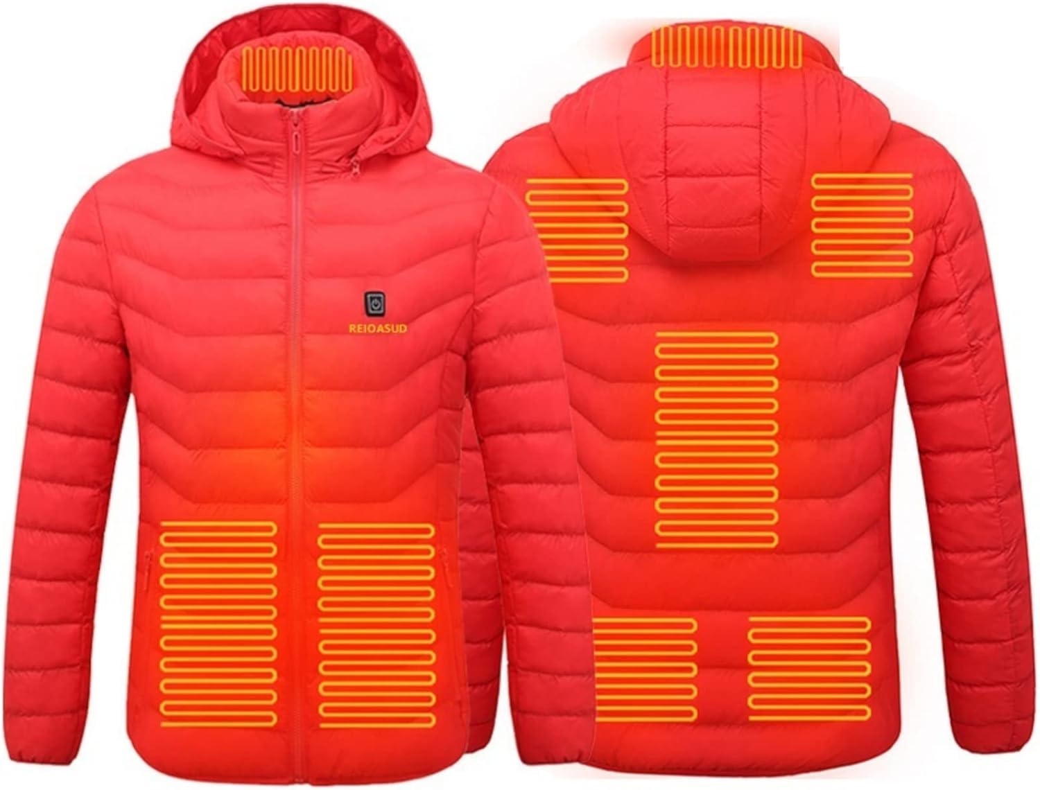 REIOASUD 2026 Heated Hoodie Zip Heated Jacket Multiple Heating Zones Coat with 3 Heating Levels for Men Women Winter Outdoor