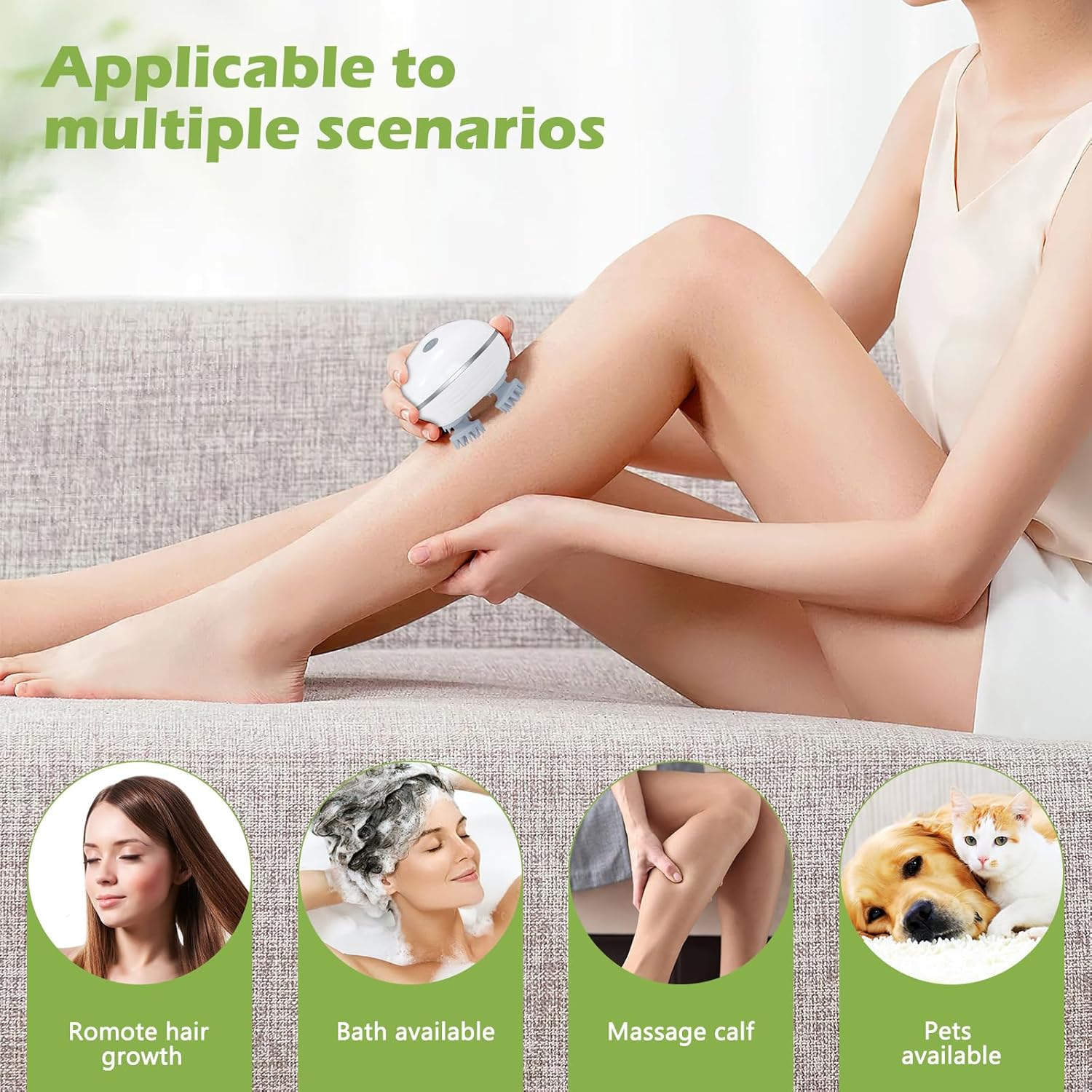 KeeKit Pet Massager for Dogs & Cats, Waterproof Handheld Massage Tool with 3 Speed Modes, Soothing Head & Body Massage, IPX7 Washable, USB-C Rechargeable, for Relieve Stress & Soothe Nerves