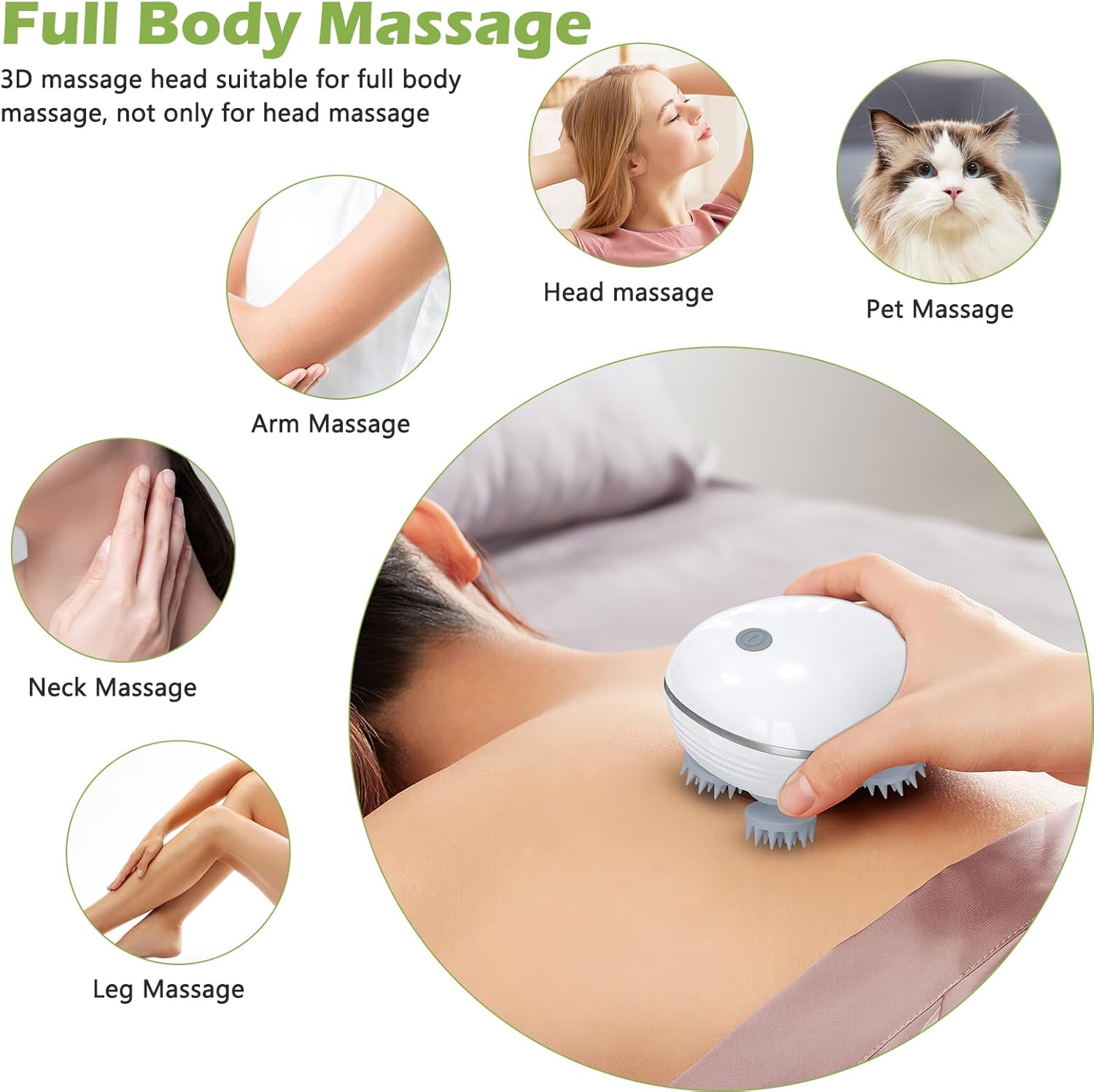 KeeKit Pet Massager for Dogs & Cats, Waterproof Handheld Massage Tool with 3 Speed Modes, Soothing Head & Body Massage, IPX7 Washable, USB-C Rechargeable, for Relieve Stress & Soothe Nerves