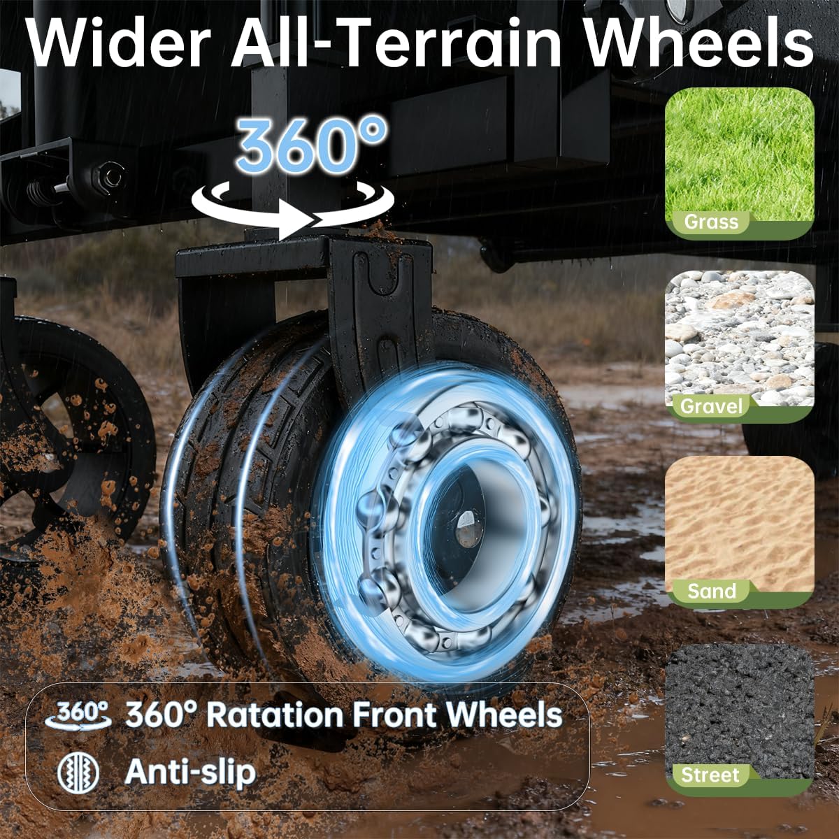 InBrave Extra Long Collapsible Wagon Cart, 480LBS Heavy Duty Utility Wagons with All-Terrain Wheels, Foldable Grocery Carts for Gardening, Shopping, Beach, Camping, Black