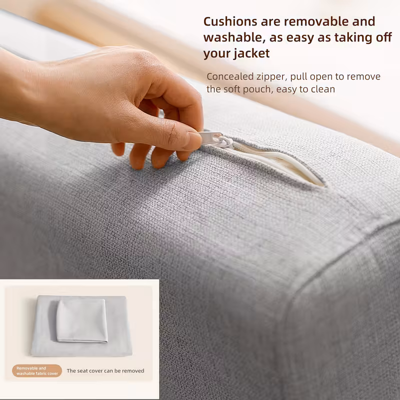 LUCK LIVE Modern Retractable Sofa Bed - 2-in-1 Pull-Out Sectional with Storage Recliner, Grey Linen Fabric, Hardwood Frame, Space-Saving Design for Small Apartments & Guest Rooms, Sectional Sofa Bed, Compact Guest Room, Sleek Minimalist Style, Durabl