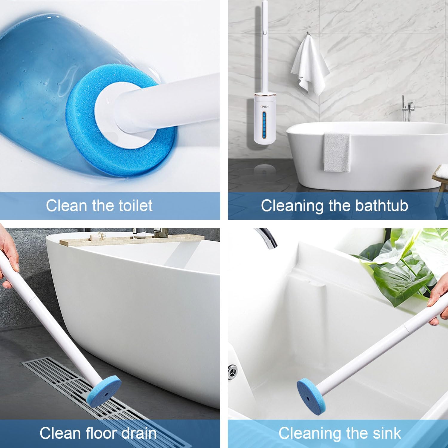 [Buy 1, Get 1 Free]Suitedget 1 Set Disposable Toilet Brush for Disposable Toilet Brush Toilet Brush Cleaner Toilet Brush Cleaner Toilet Brush Head Replaceable with Cleaner for Bathroom Cleaning in Homes and Hotels